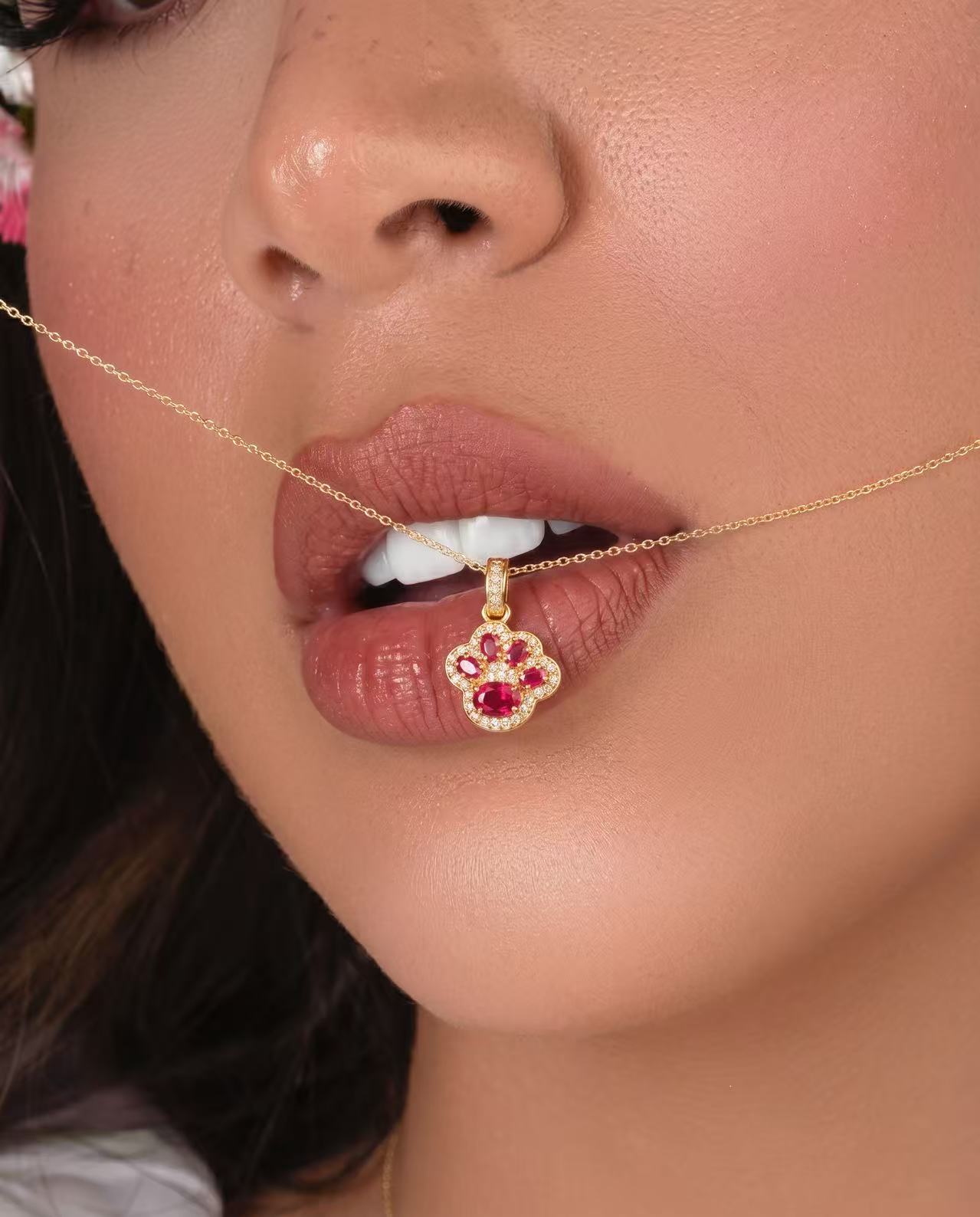 Oval Brilliant Cut Ruby Necklace - Paws of Fortune