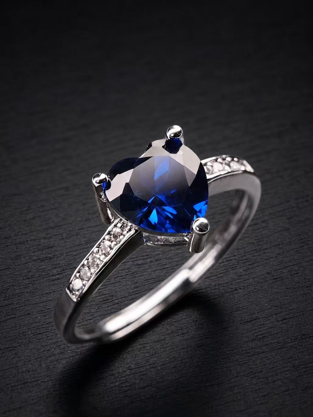 Sapphire/Ruby-Heart Shaped Brilliant Cut Ring-Soulmate's Promise
