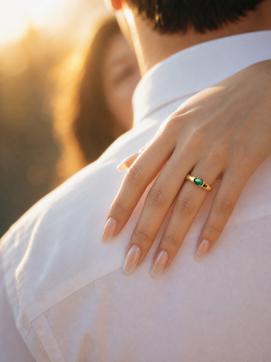 Oval Brilliant Cut Emerald Ring - Golden Dawn