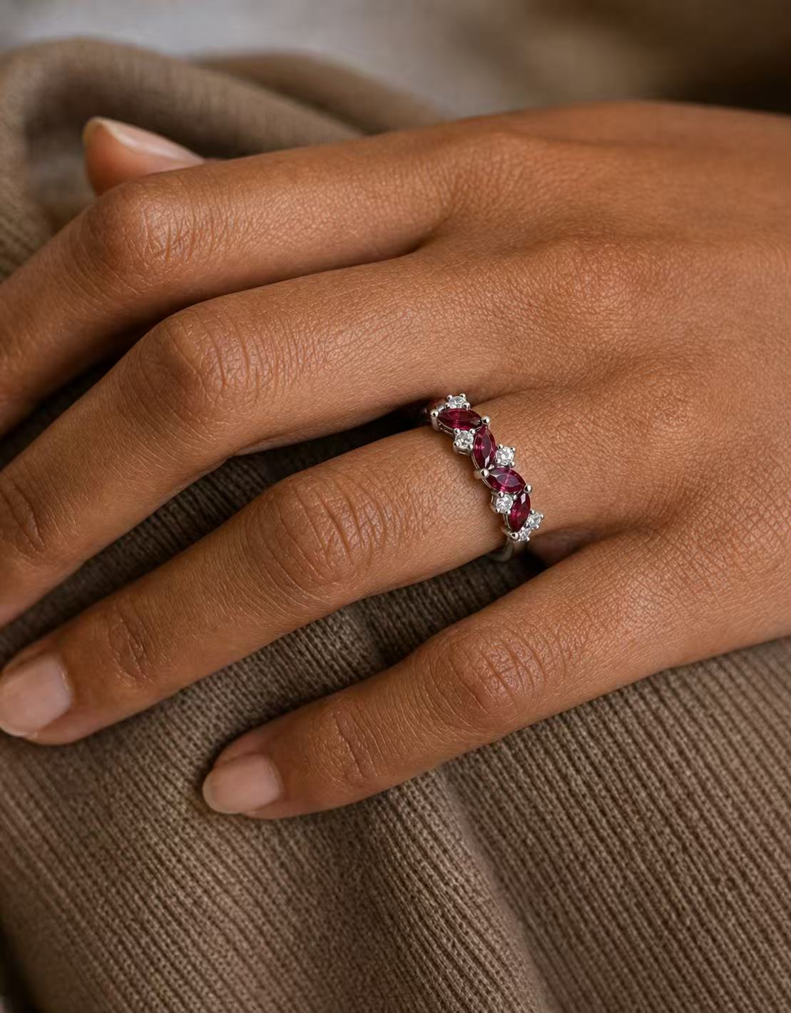 Garnet-Marquise Cut Ring-Crimson Echo