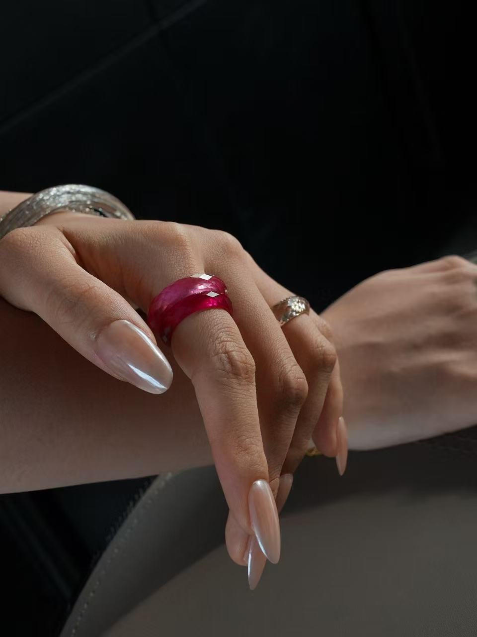 360-Degree Faceted Padparadscha Ring