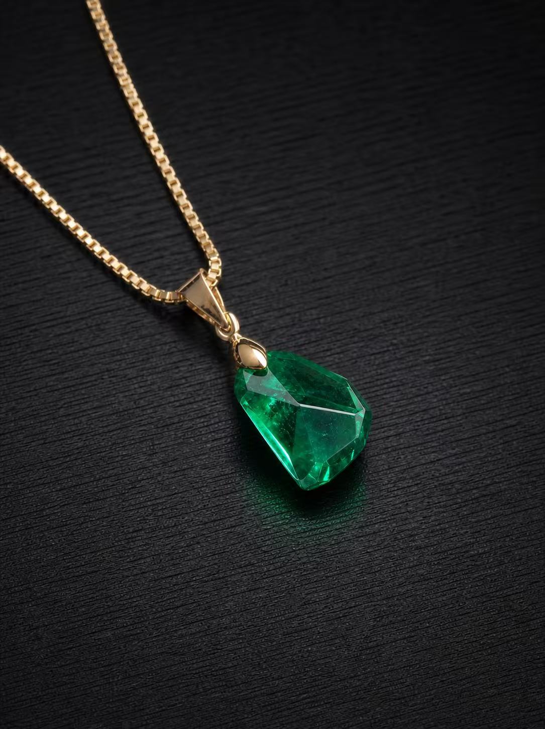 Emerald-Free‑Form Faceted Cut Necklace-Verdant Ember