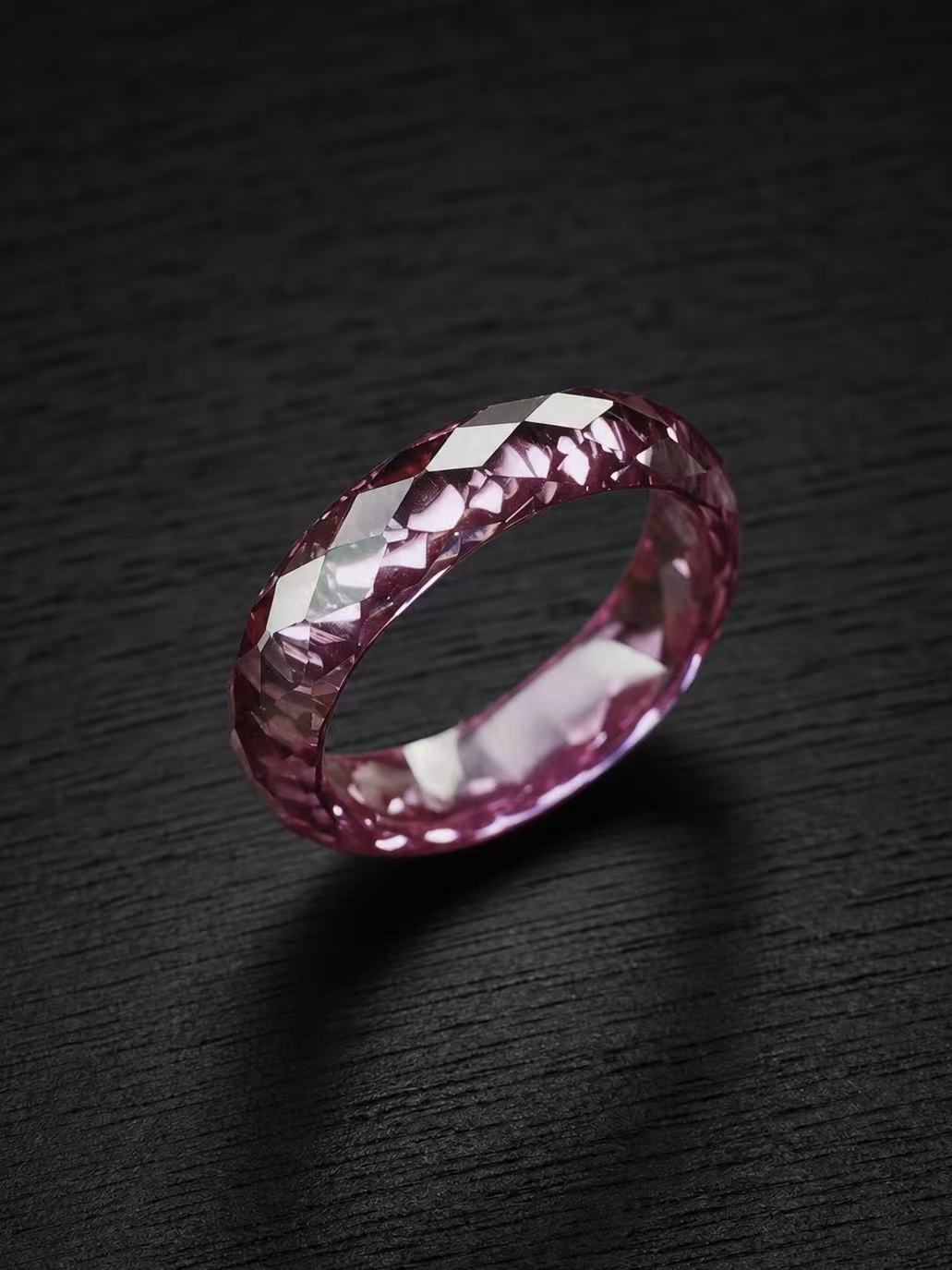 Moissanite-Sakura Pink-360-Degree Faceted Ring