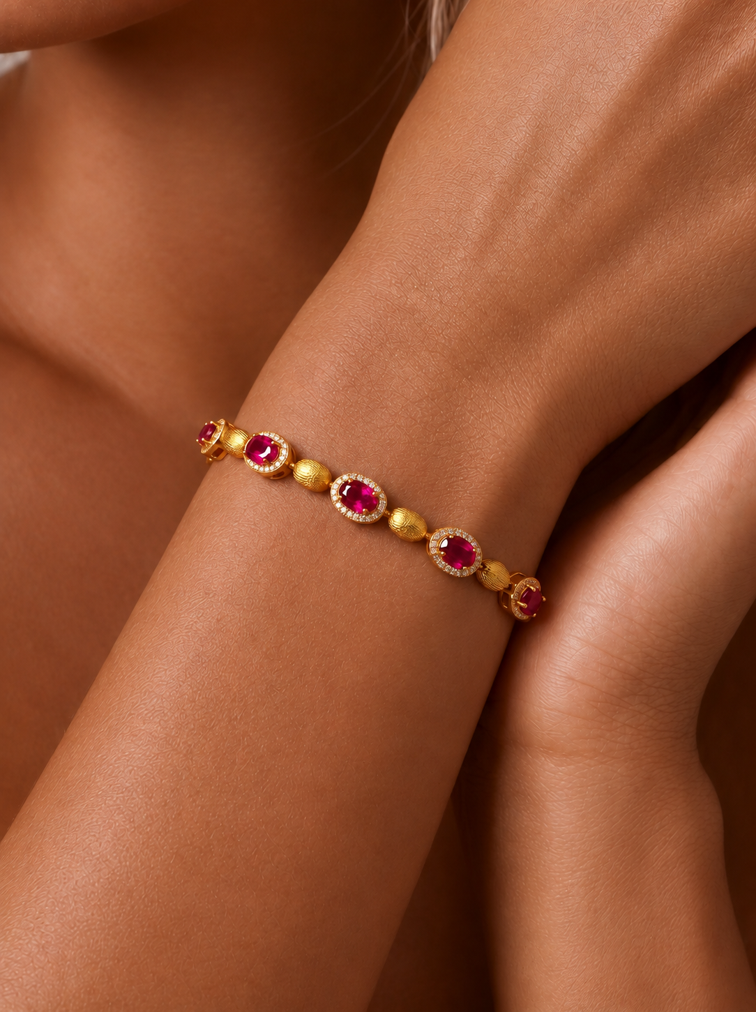 Oval Brilliant‑Cut Ruby Bracelet - Velvet Ember
