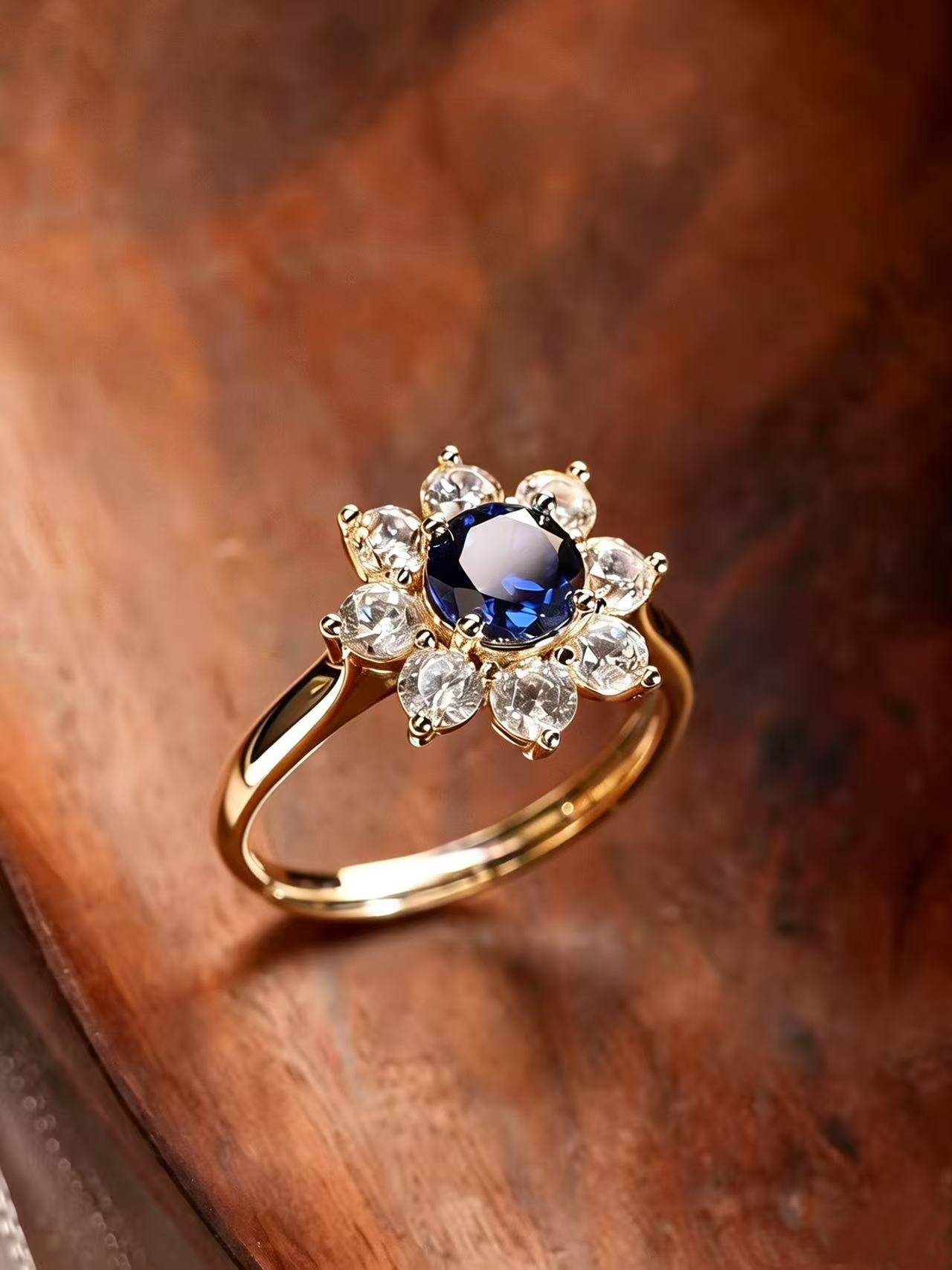 Round Brilliant Cut Sapphire Ring - Blue Rhyme Starlight