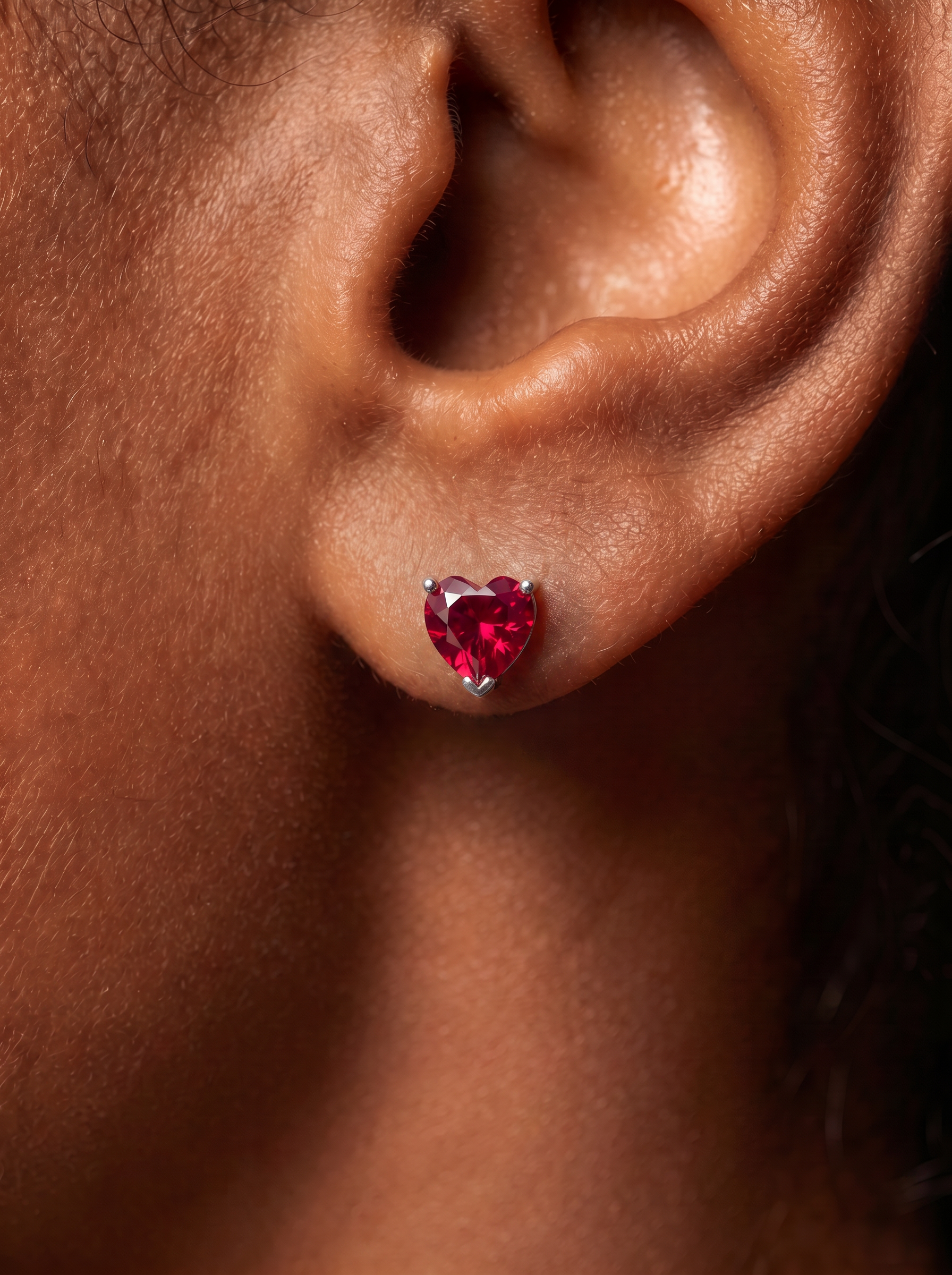Heart Brilliant Cut Ruby Earrings - Elara Pact