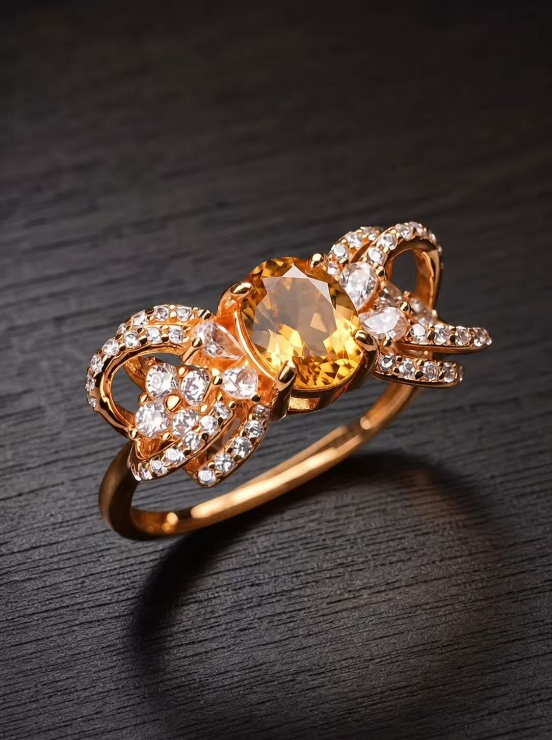 Citrine-Oval Brilliant Cut-Golden Filigree
