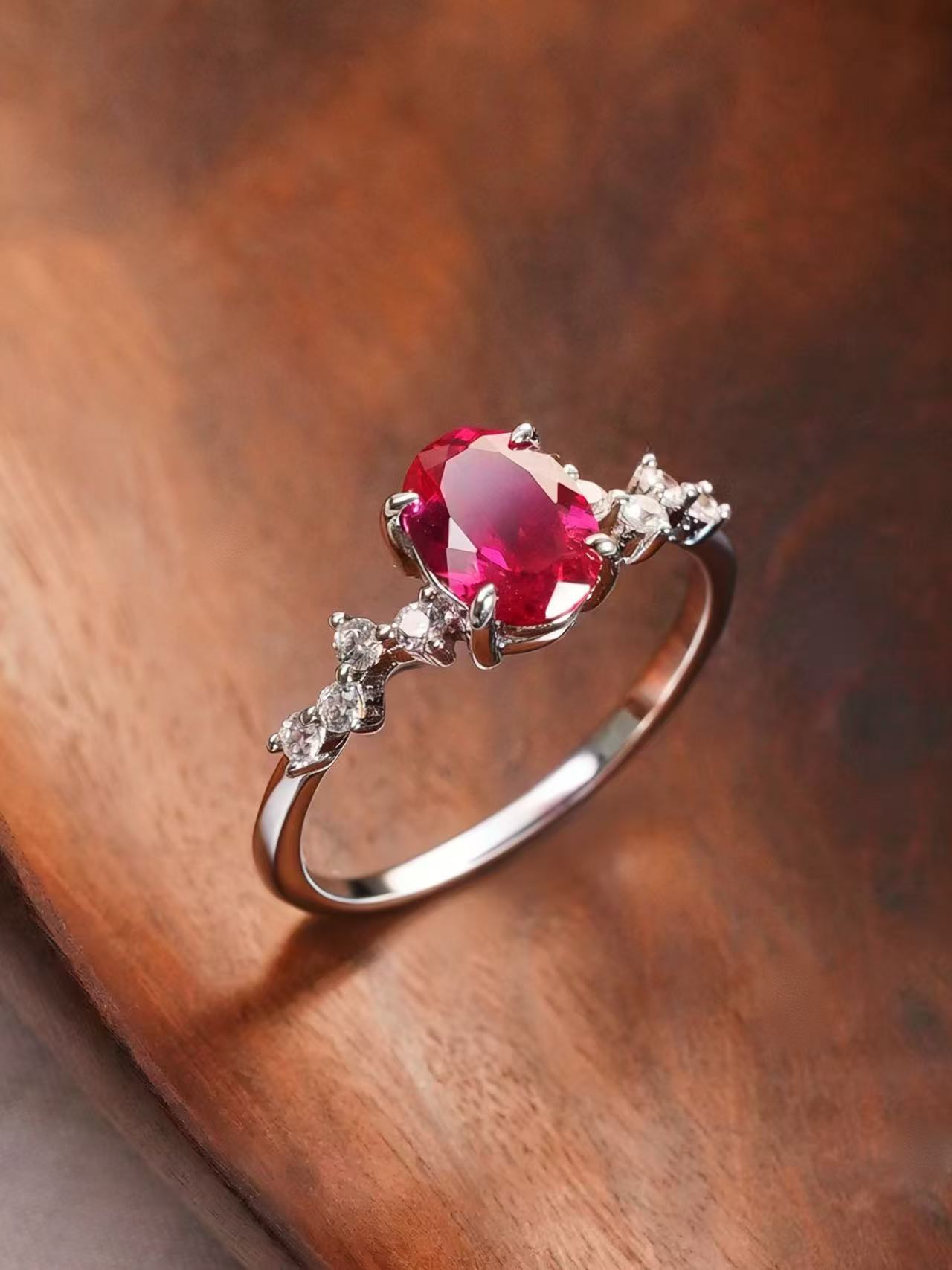 Oval Brilliant Cut Ruby Ring - Crimson Oval