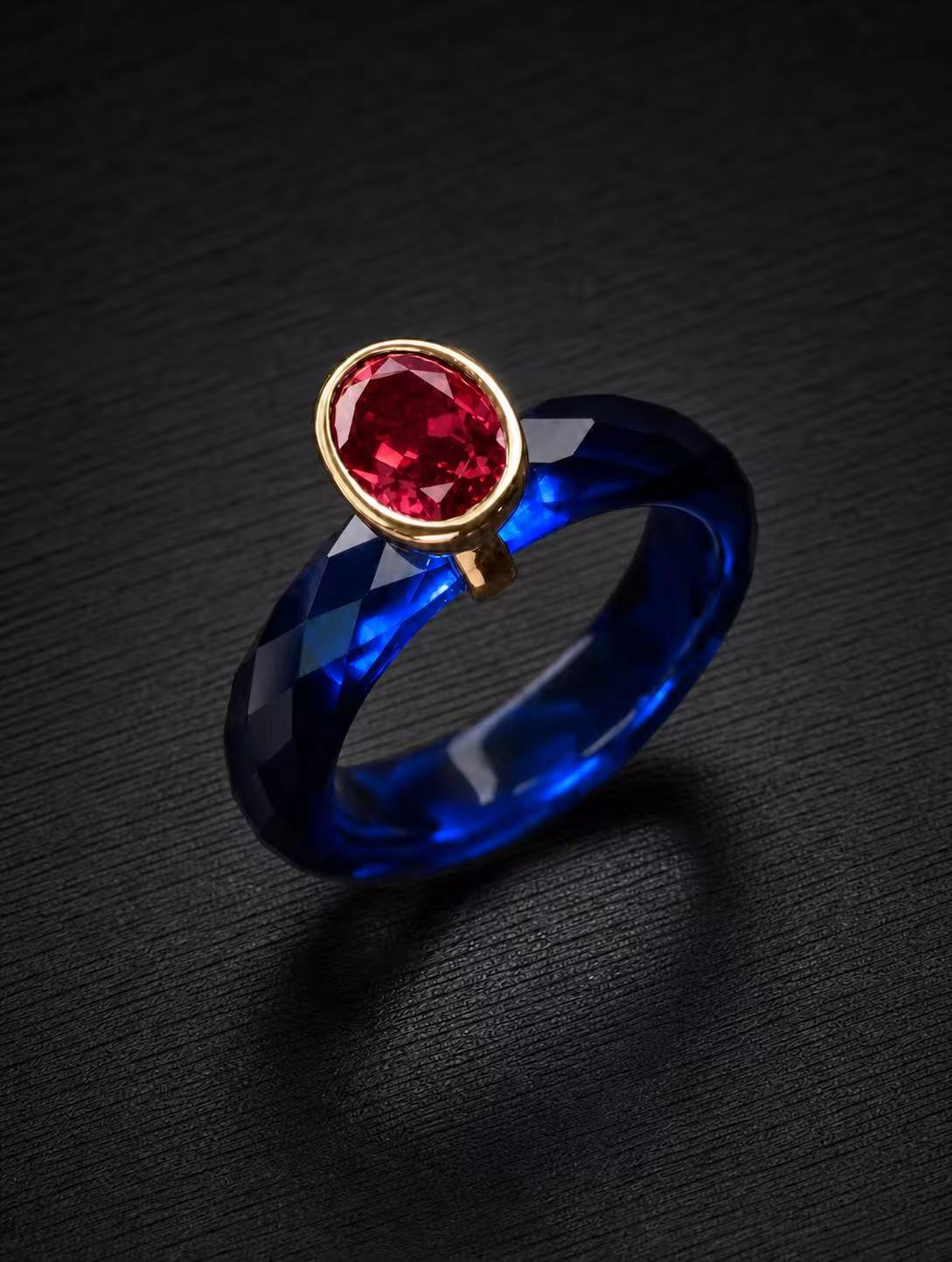 Sapphire+Ruby/Sapphire/Emerald-PRO 360-Degree Faceted Ring