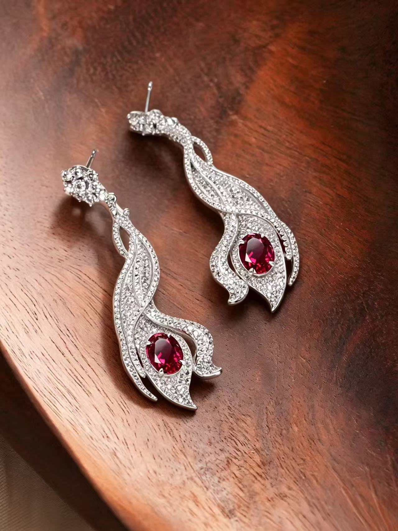 Oval Brilliant Cut Ruby Earring - Scarlet Grace