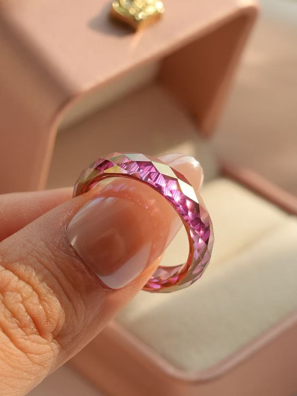 360-Degree Faceted Moissanite Ring - Magenta