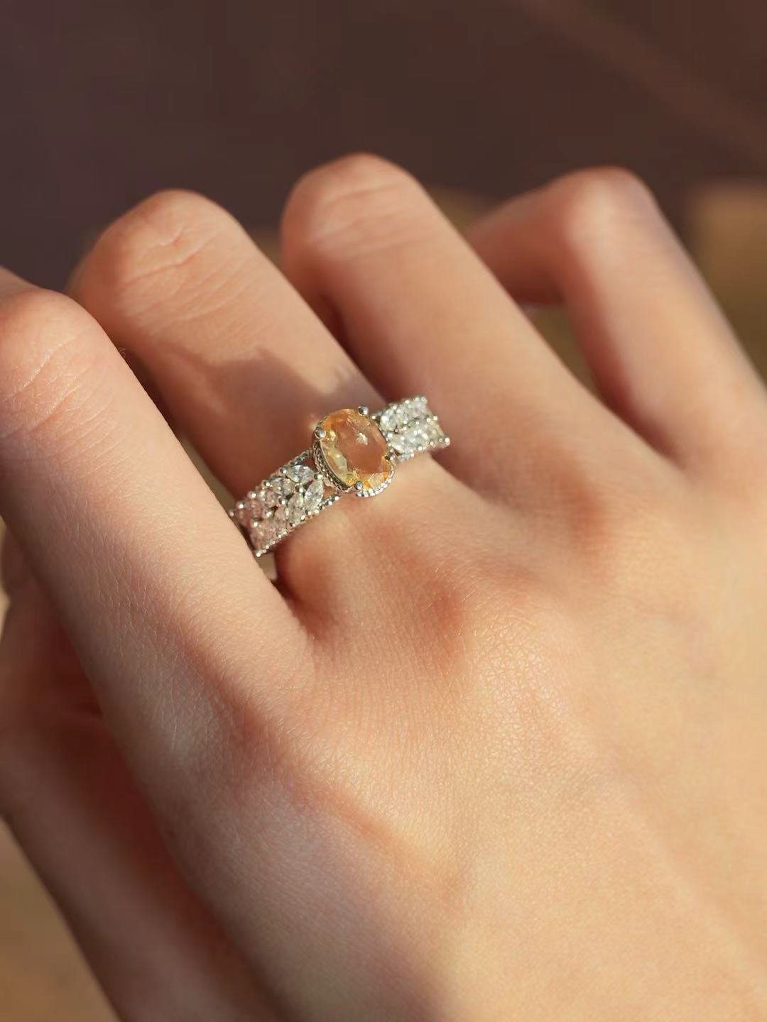 Oval Brilliant Cut Natural Citrine Ring - Golden Harvest