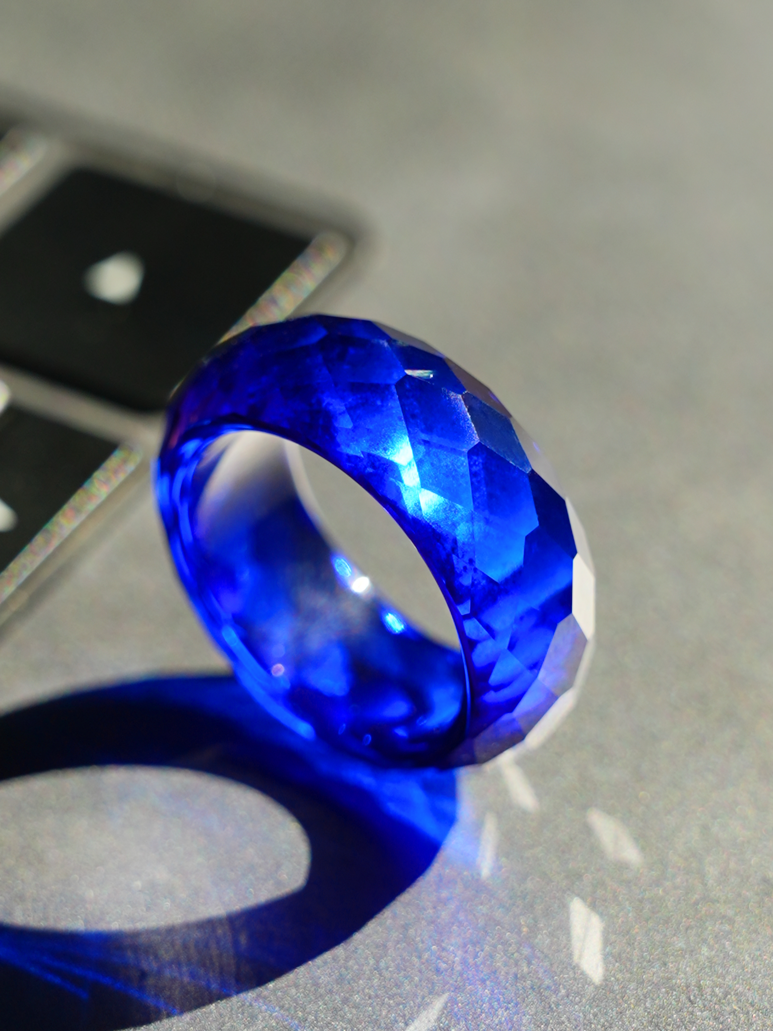 360-Degree Thick-Cut Royal Blue Sapphire Ring