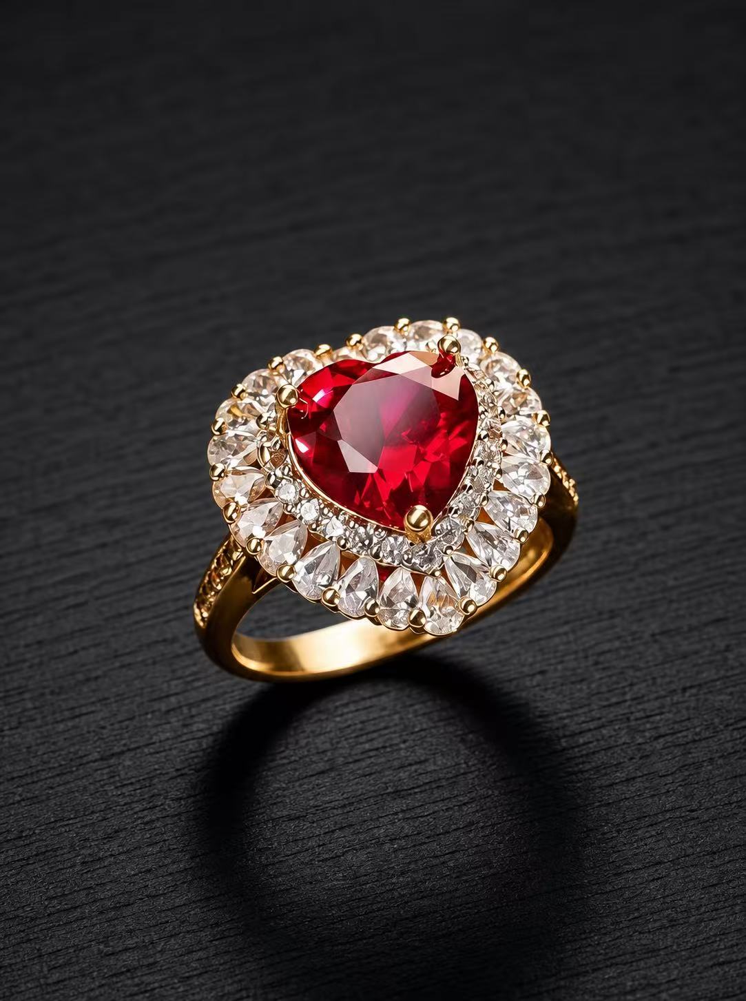 Ruby-Heart Brilliant Cut Ring-Heart of Radiance