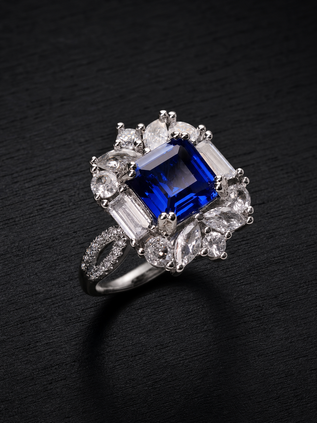 Sapphire/Ruby-Emerald Brilliant Cut Ring-Freya 