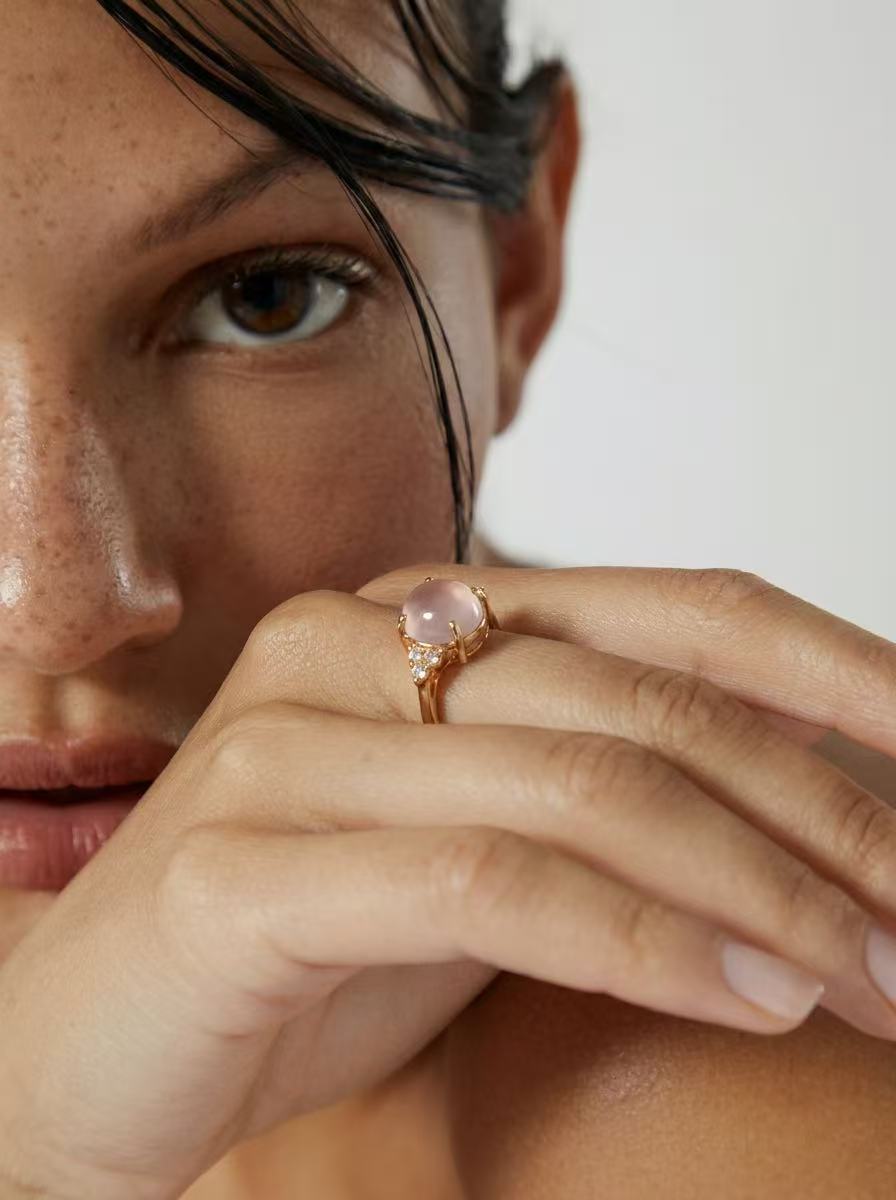 Chalcedony Ring - Peachy Pink Dream