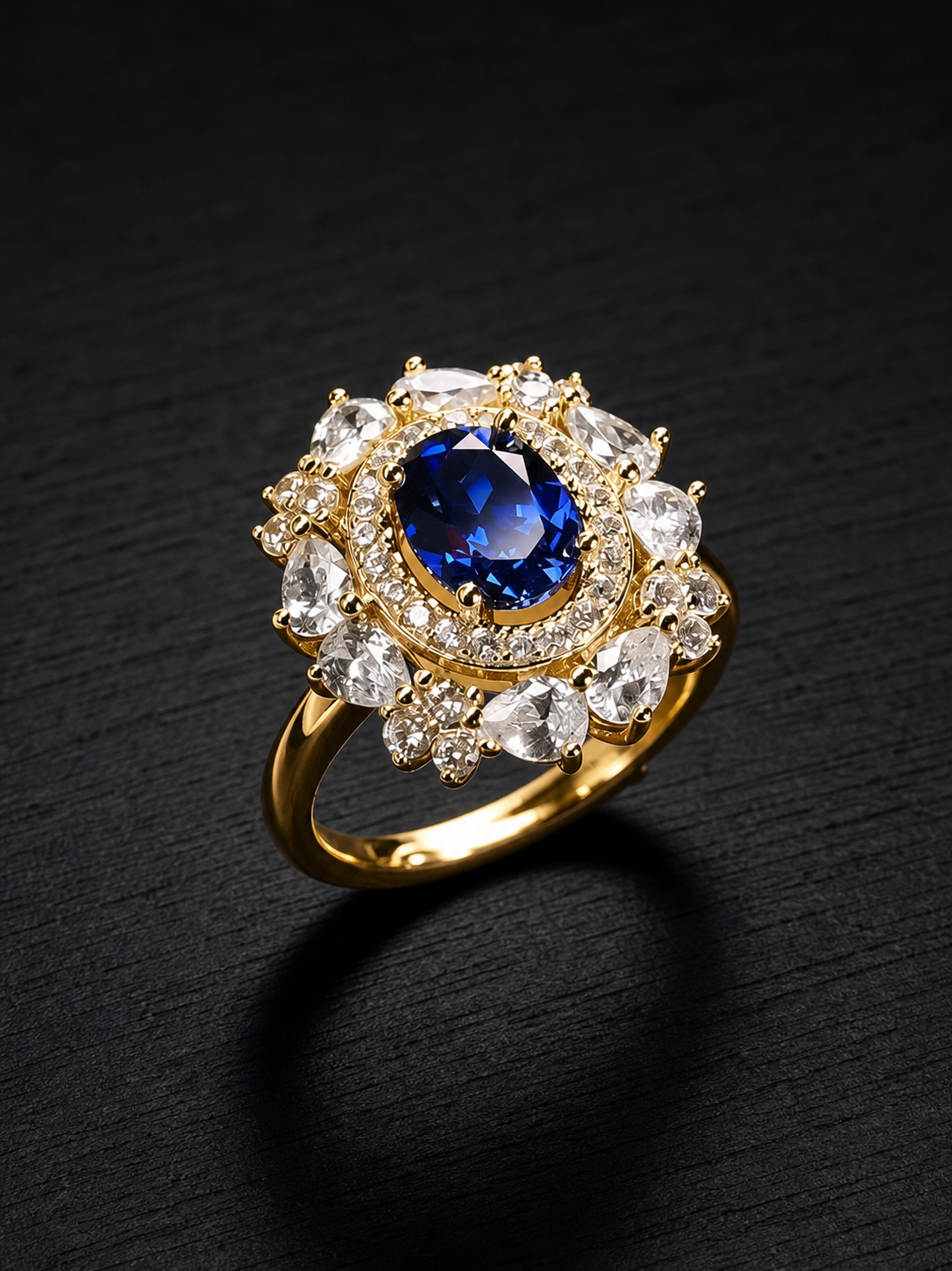 Oval Brilliant Cut Sapphire Ring - Ocean's Petals