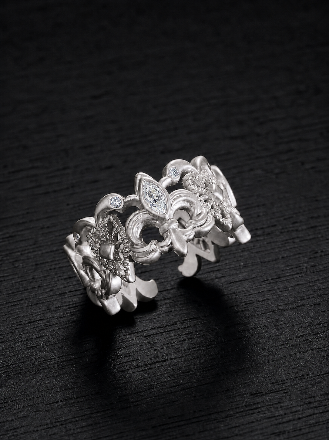 Synthetic cubic zirconia-Iris Devotion Crown Ring