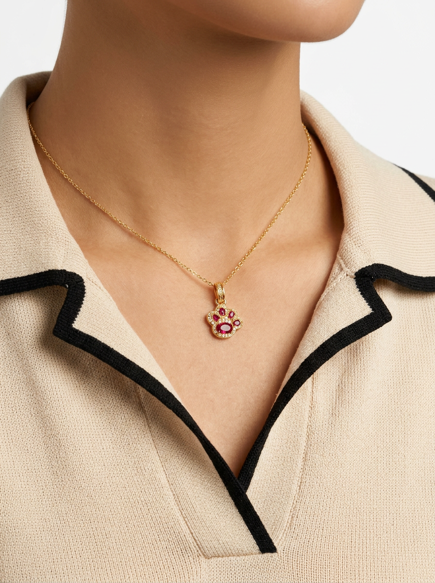 Oval Brilliant Cut Ruby Necklace - Paws of Fortune
