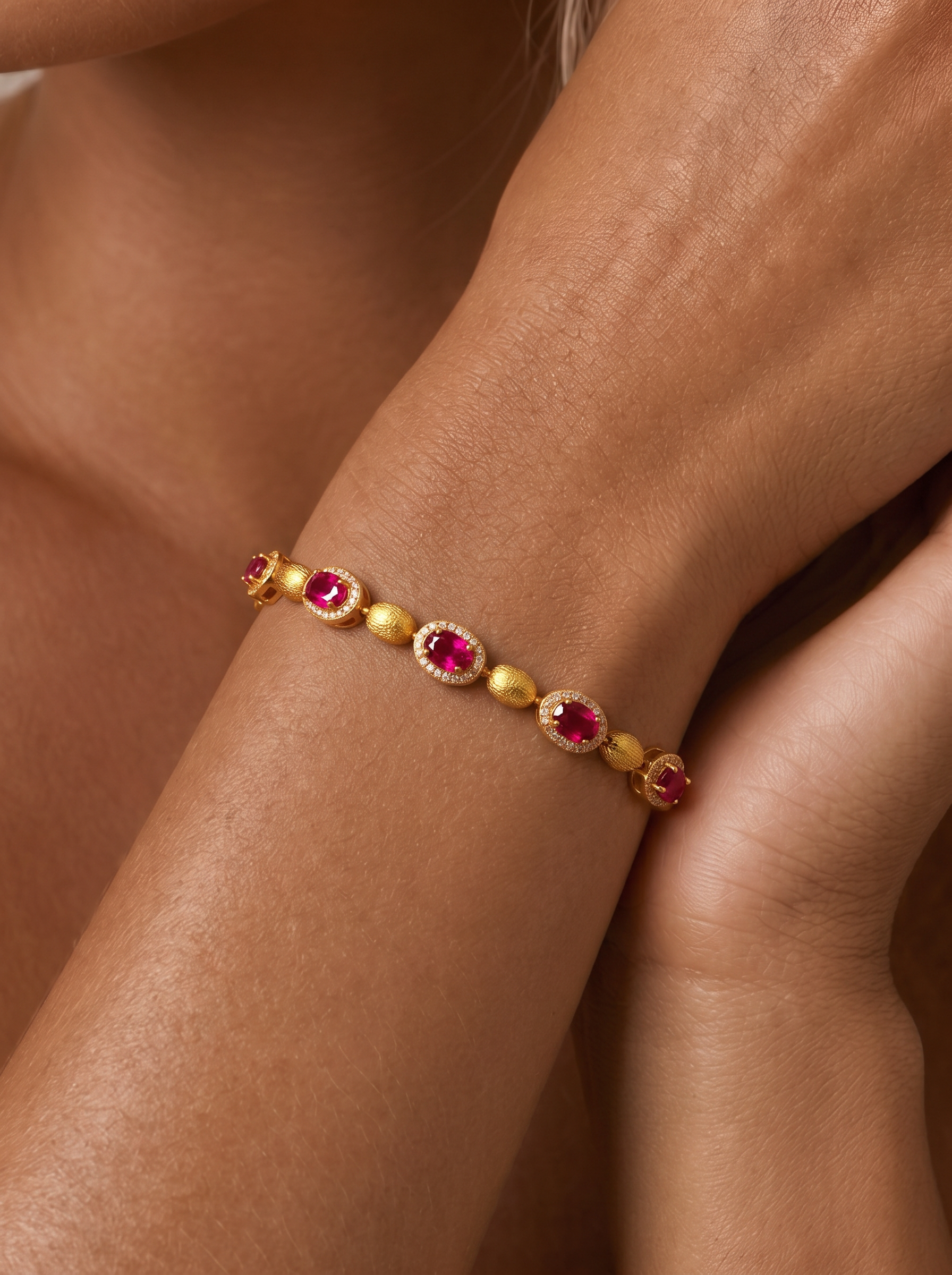 Oval Brilliant‑Cut Ruby Bracelet - Velvet Ember