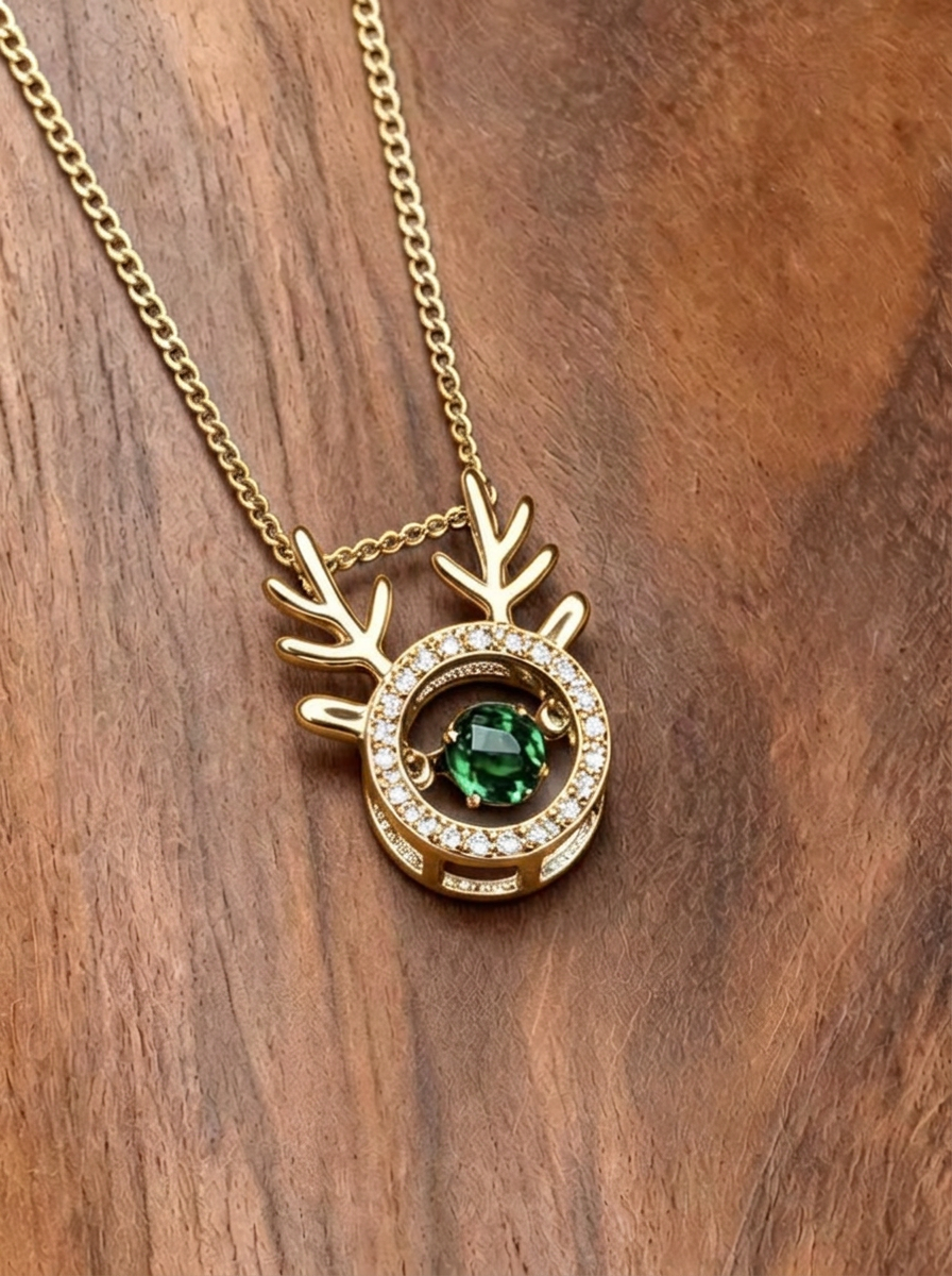 Round Brilliant Cut Emerald Necklace - Spirited Elk