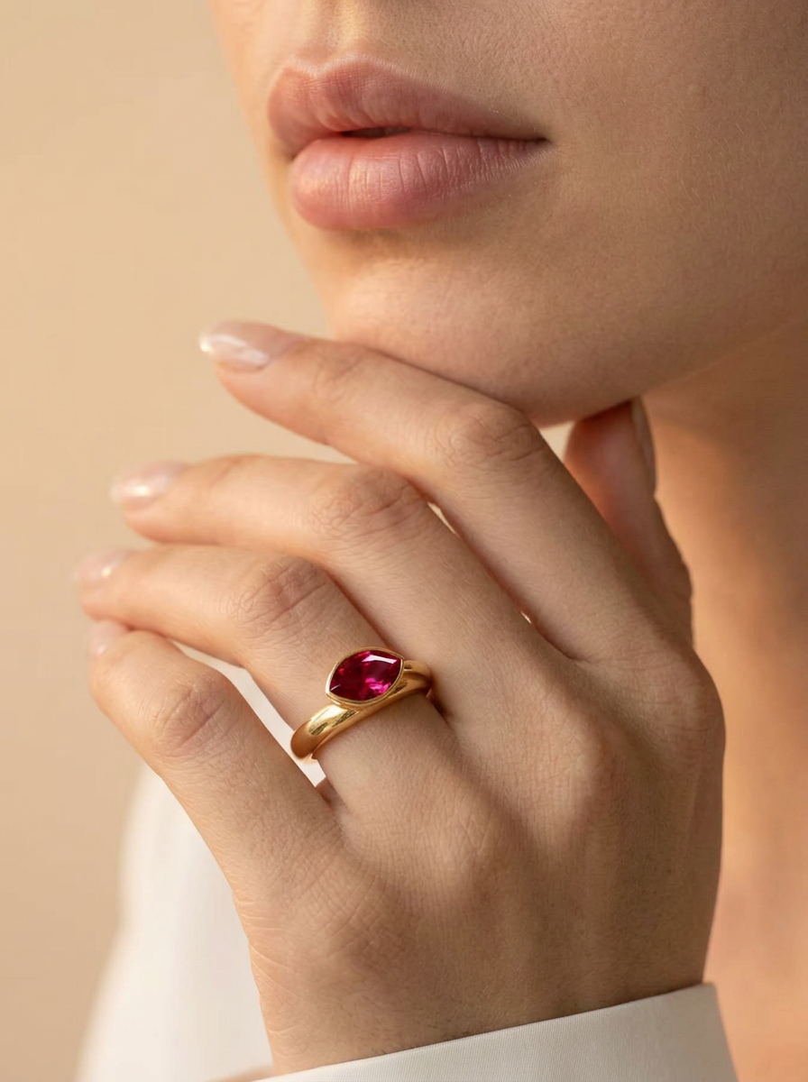Marquise Brilliant Cut Ruby Ring - Roseate Sky