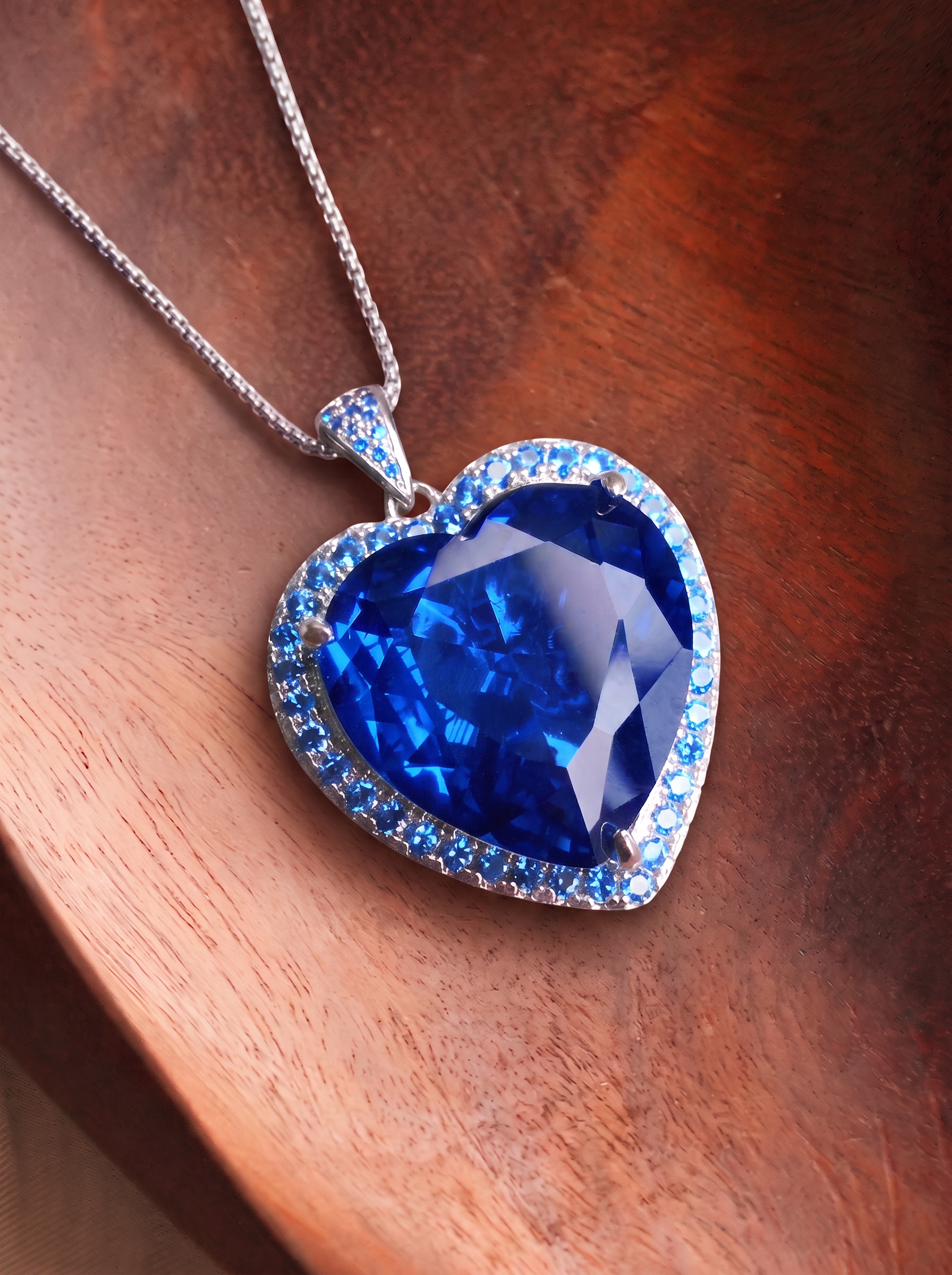Heart Brilliant Cut Royal Sapphire Necklace - Sapphire Devotion