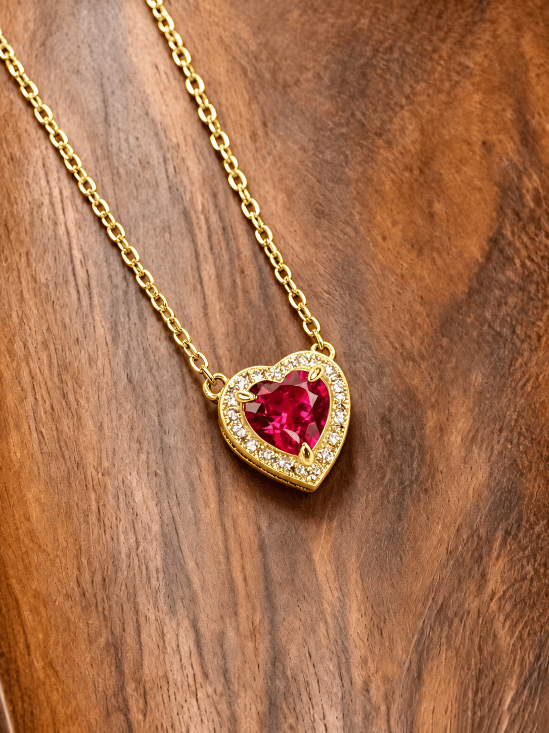 Heart Brilliant Cut Ruby Necklace -  Vivid Heart Treasures
