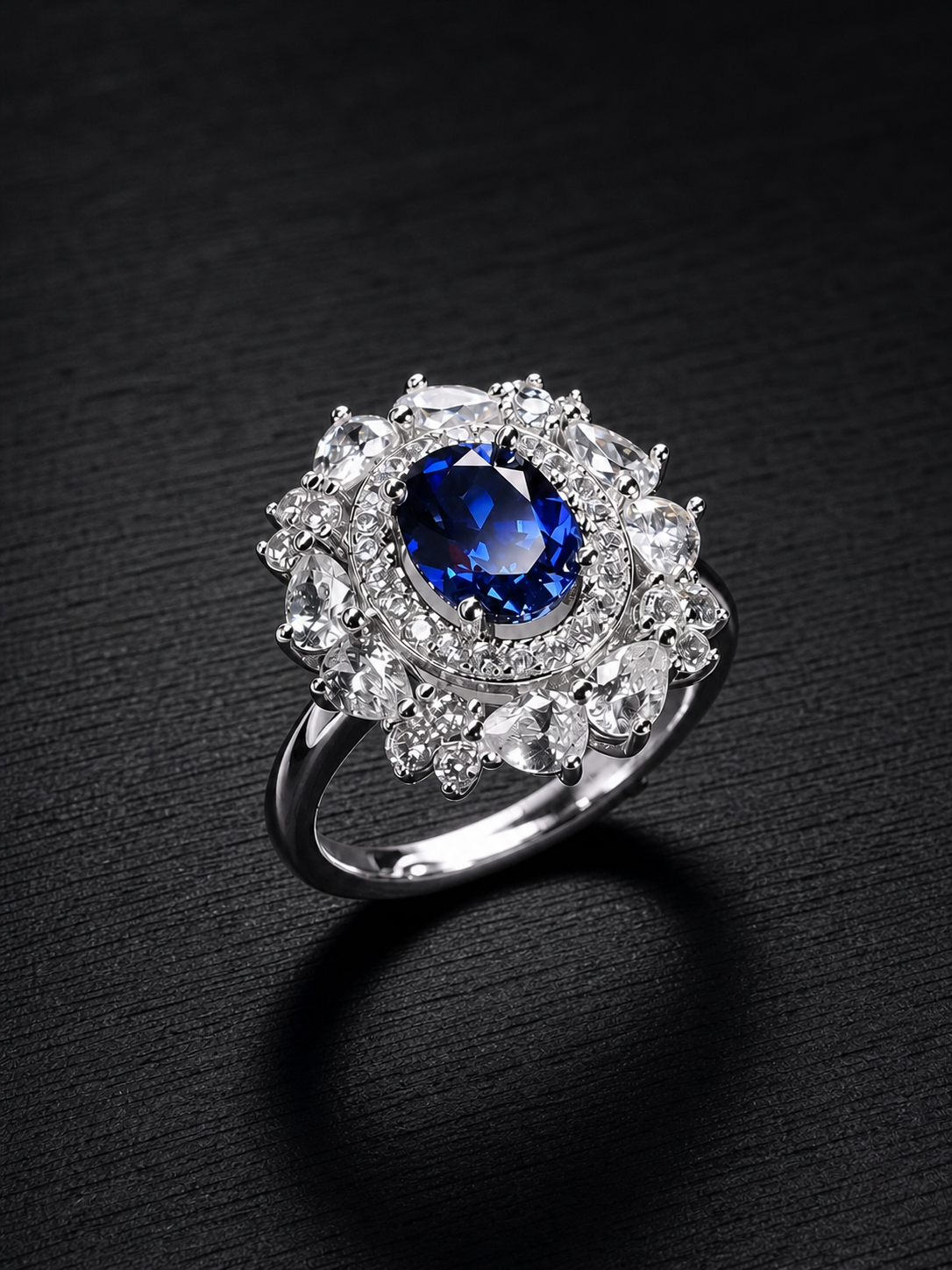 Oval Brilliant Cut Sapphire Ring - Ocean's Petals