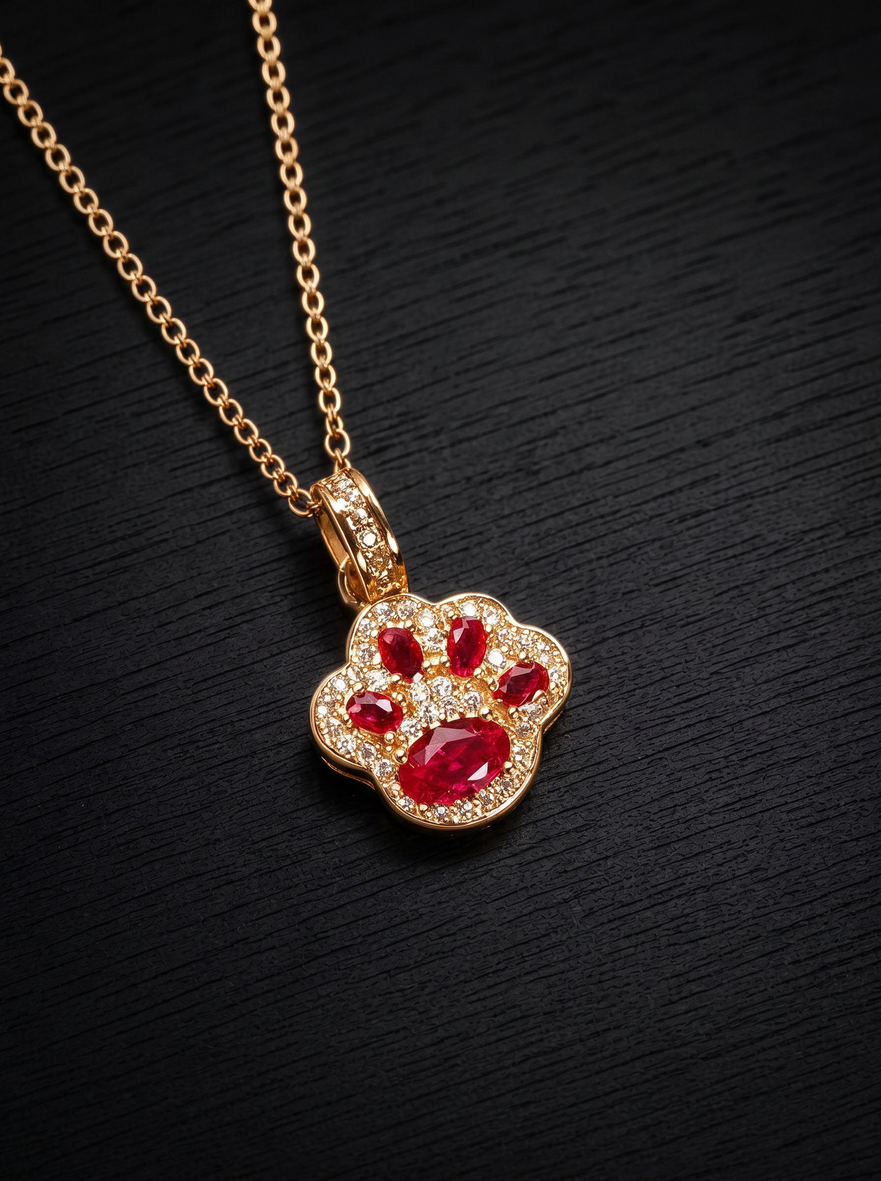 Ruby-Oval Brilliant Cut Necklace - Paws of Fortune