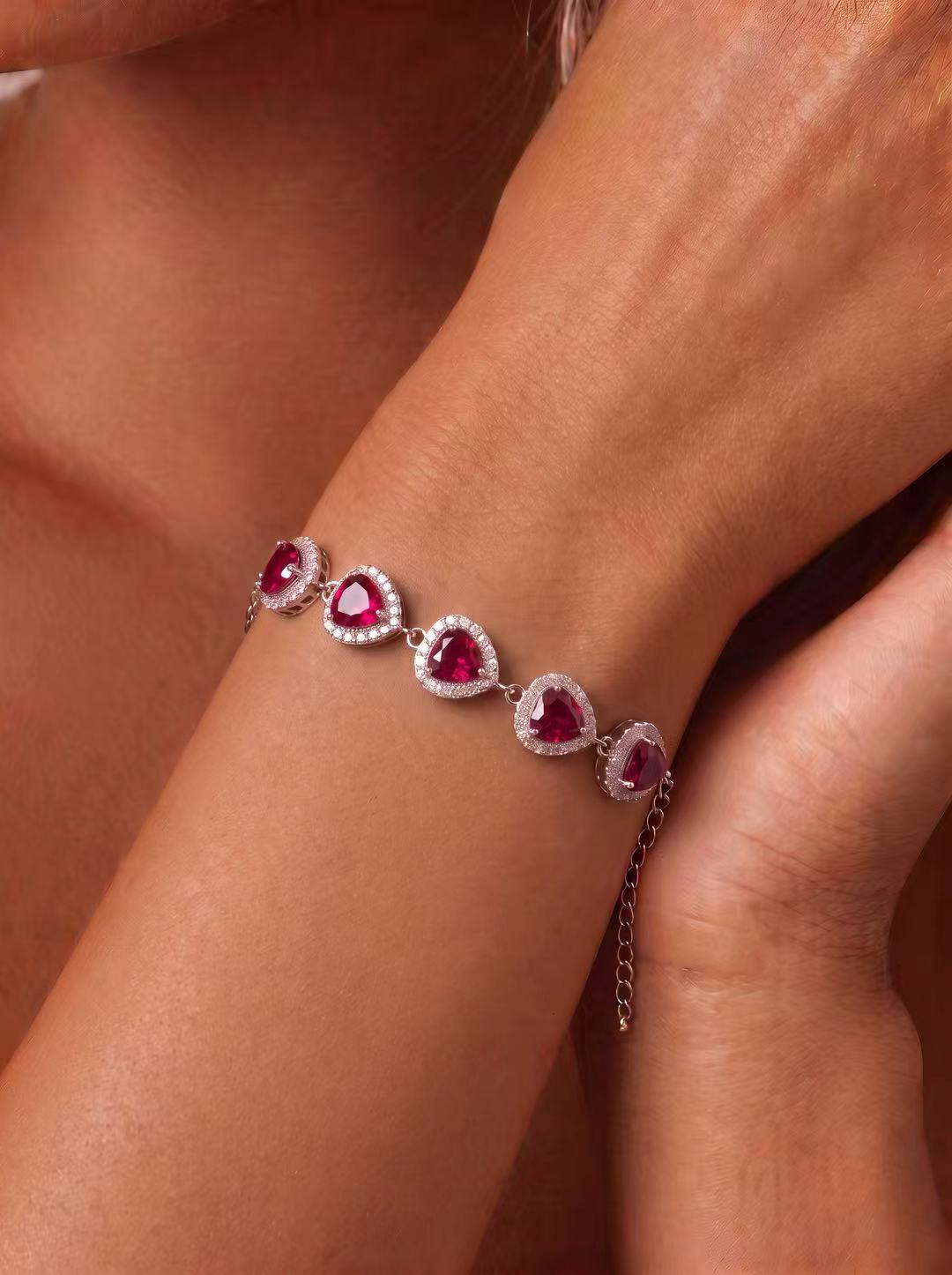 Heart Brilliant Cut Ruby Bracelet - Heartfelt Ruby