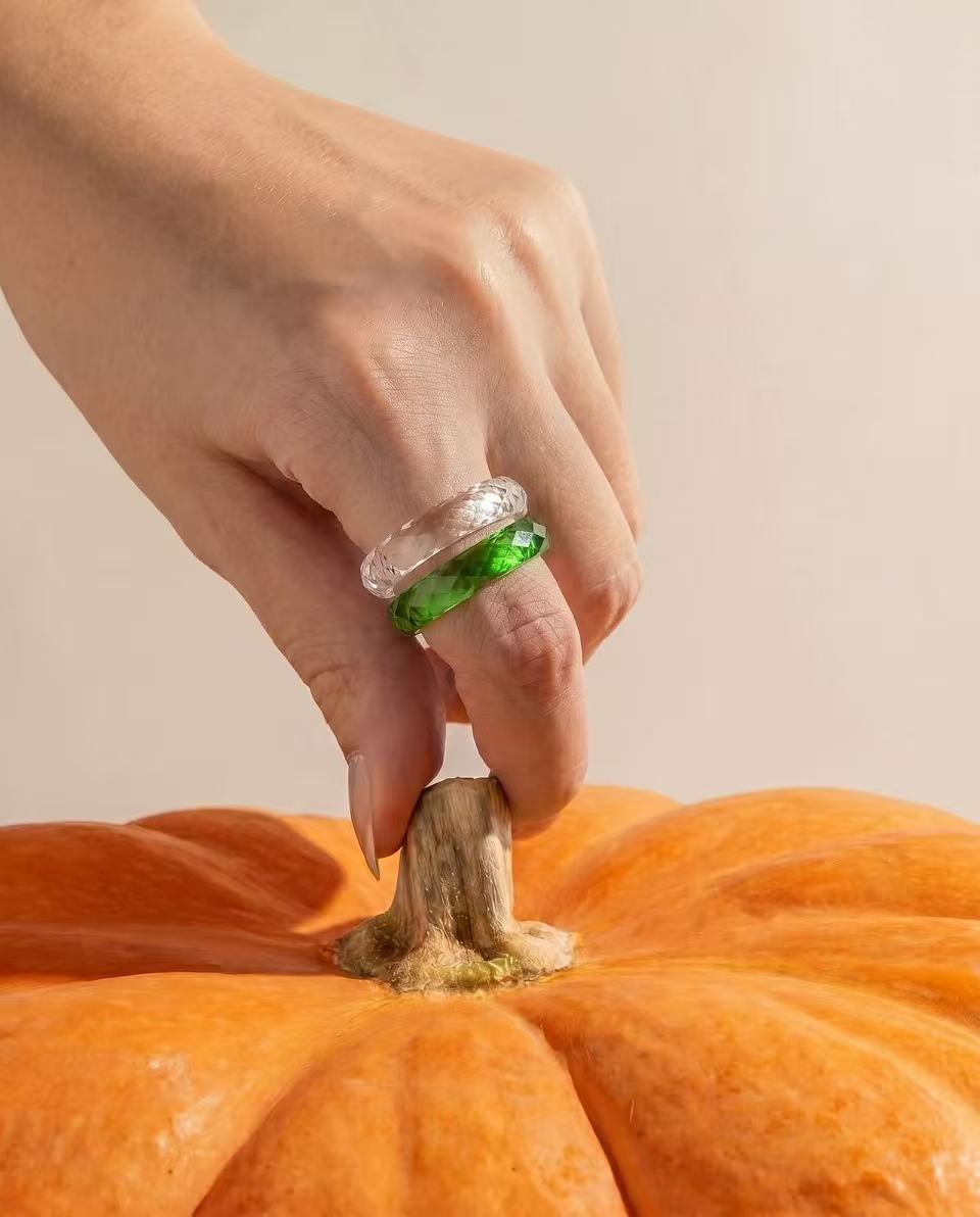 360-Degree Faceted Tsavorite Ring