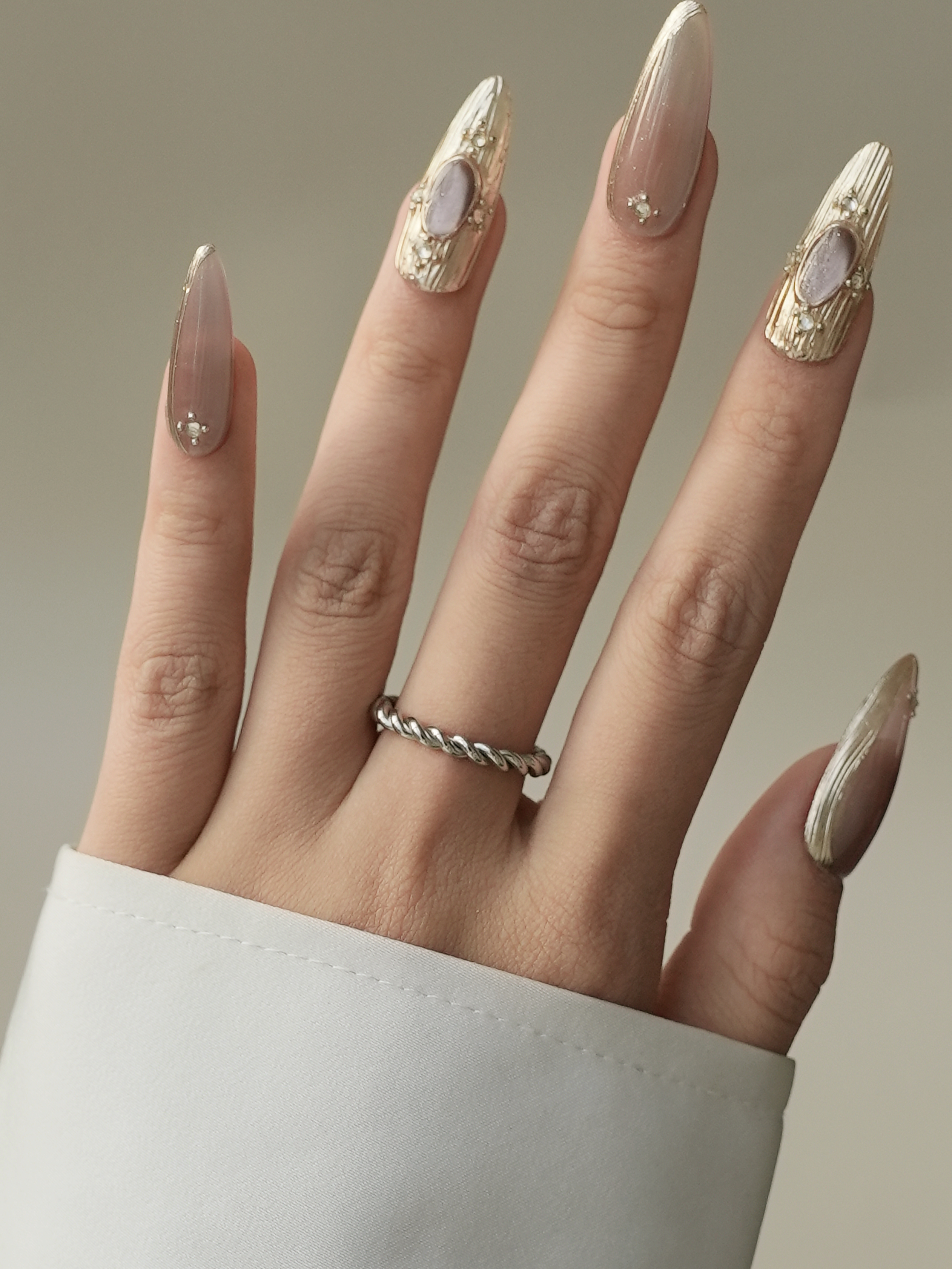 Silver twisted metal ring