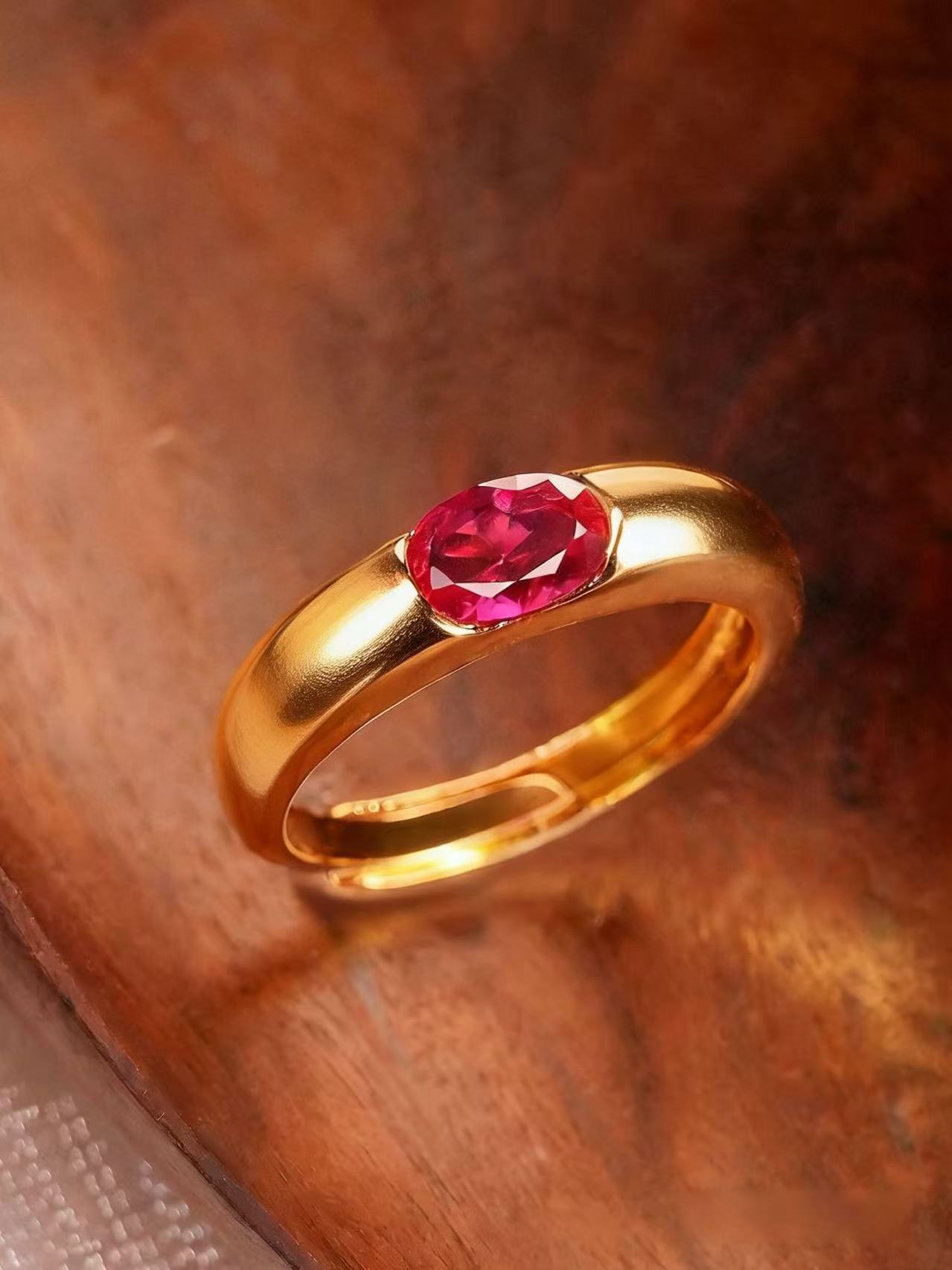 Oval Brilliant Cut Ruby Ring - Sunset Blaze