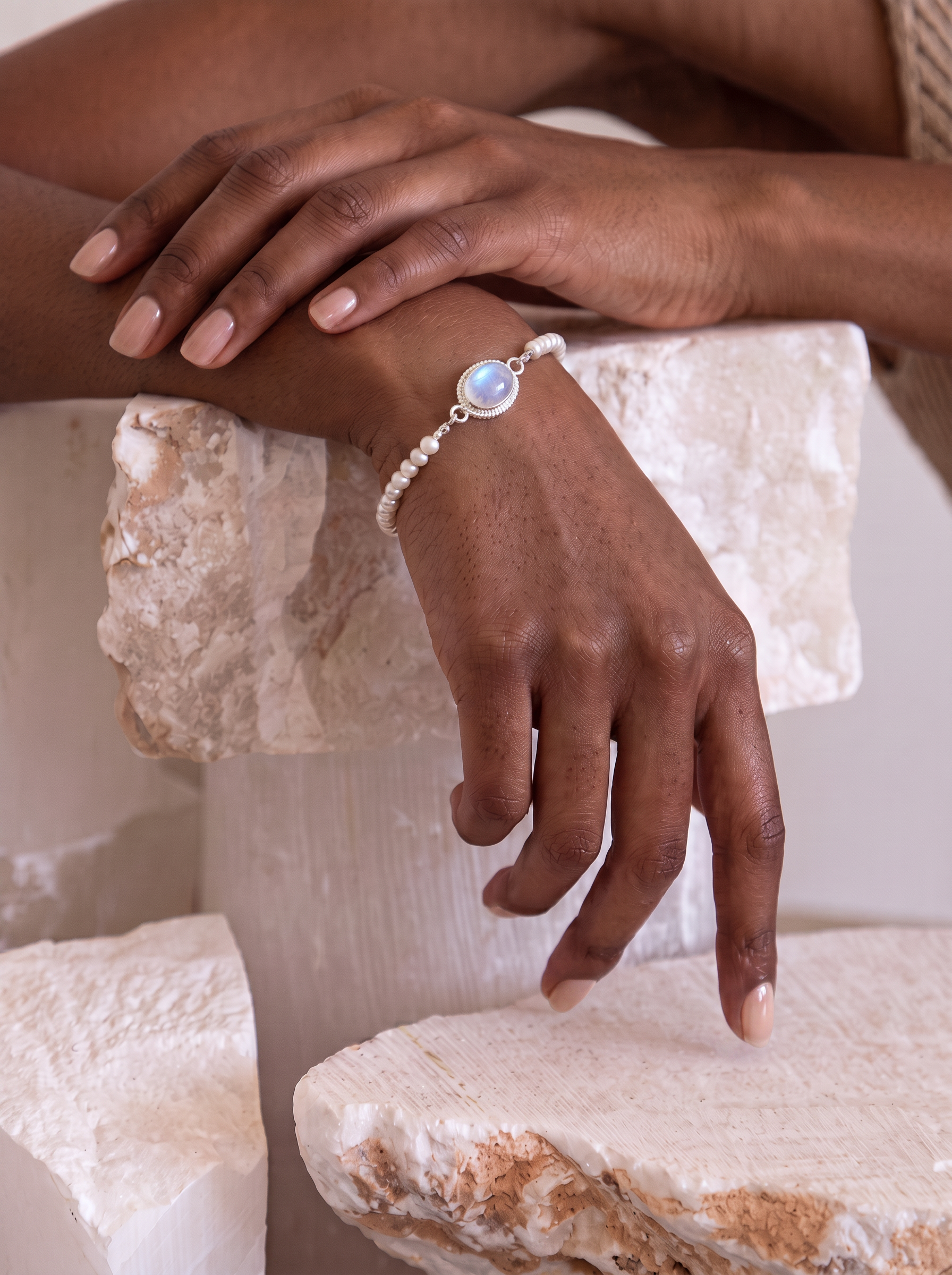 Moonstone Pearl Bracelet‑ Moon Glow