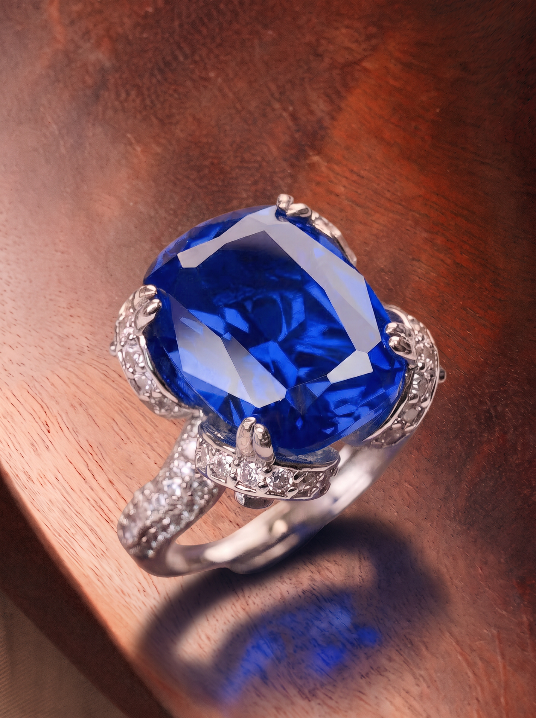 Cushion Cut Ruby/Sapphire Ring - Midnight Scepter