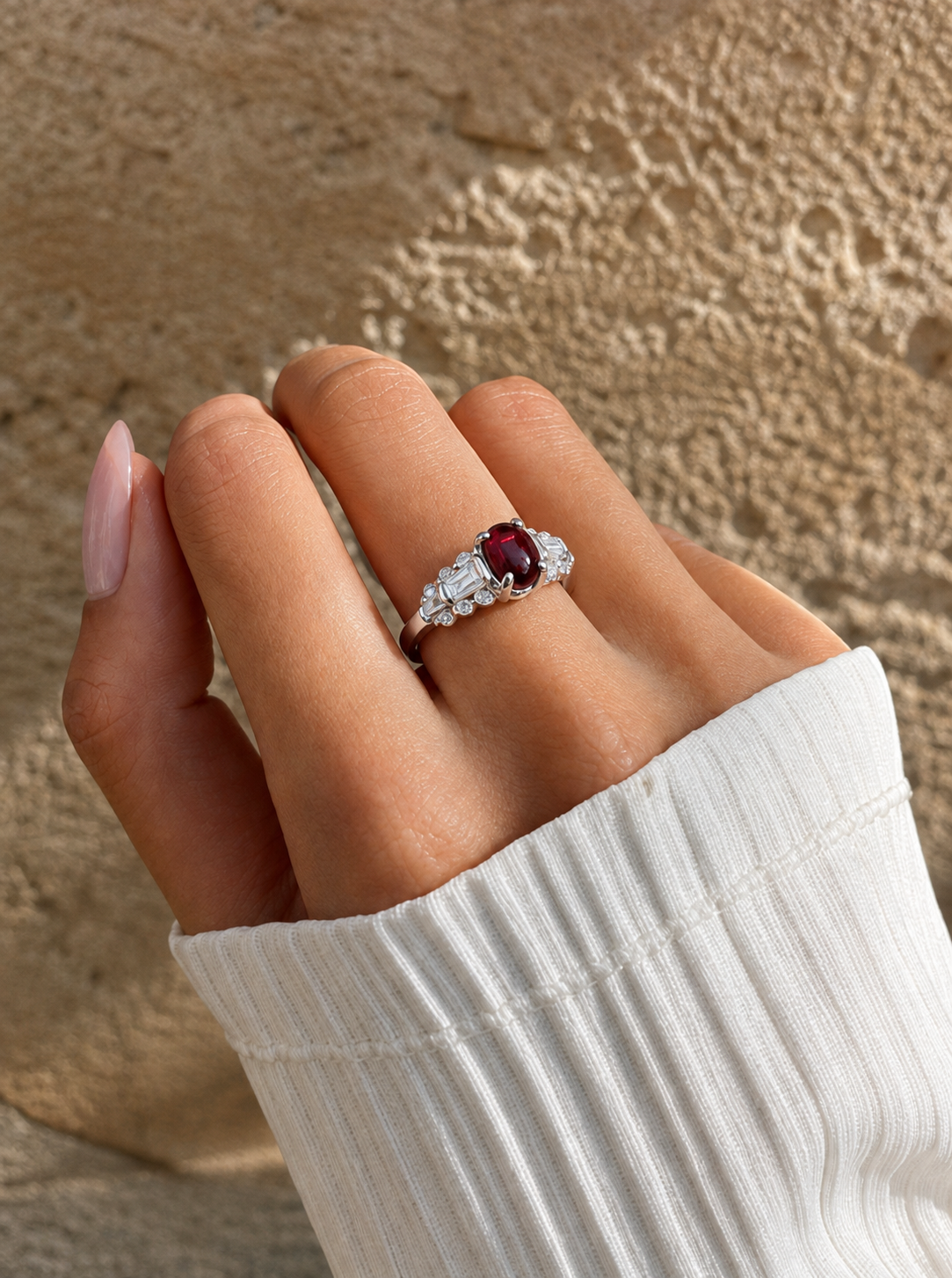 Garnet-Cabochon Ring-Vintage Ember