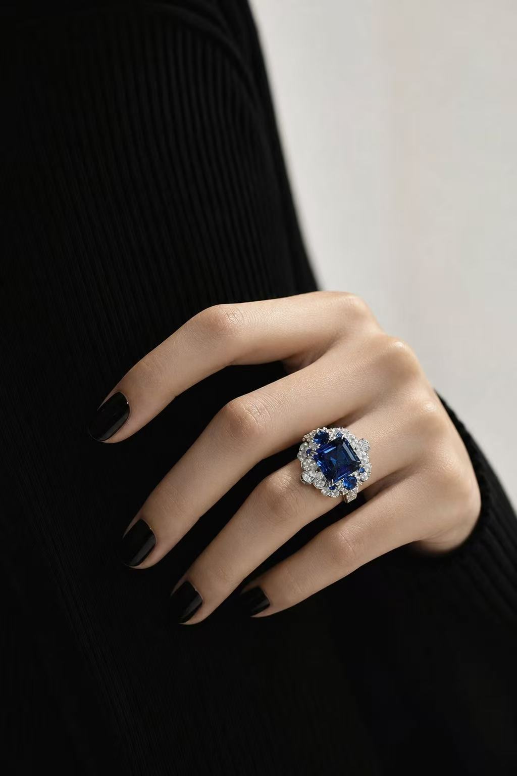 Emerald Brilliant Cut Sapphire Ring - Enchanted Lagoon