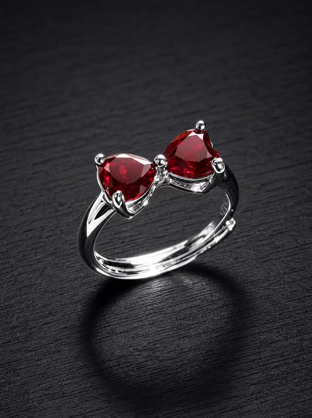 Ruby-Heart Brilliant Cut Ring-Twin Flame 