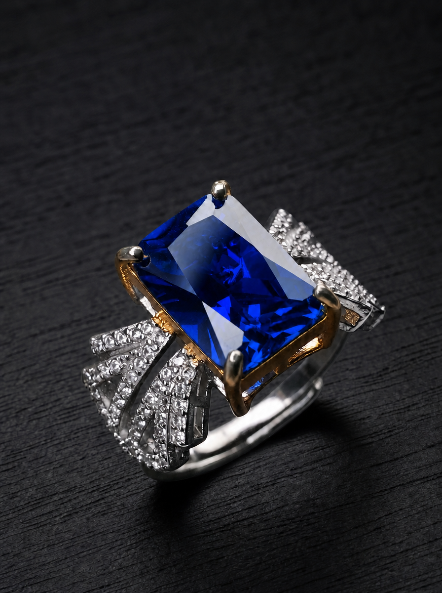 Ruby/Sapphire-Emerald Brilliant Cut Ring - Aurora Prism