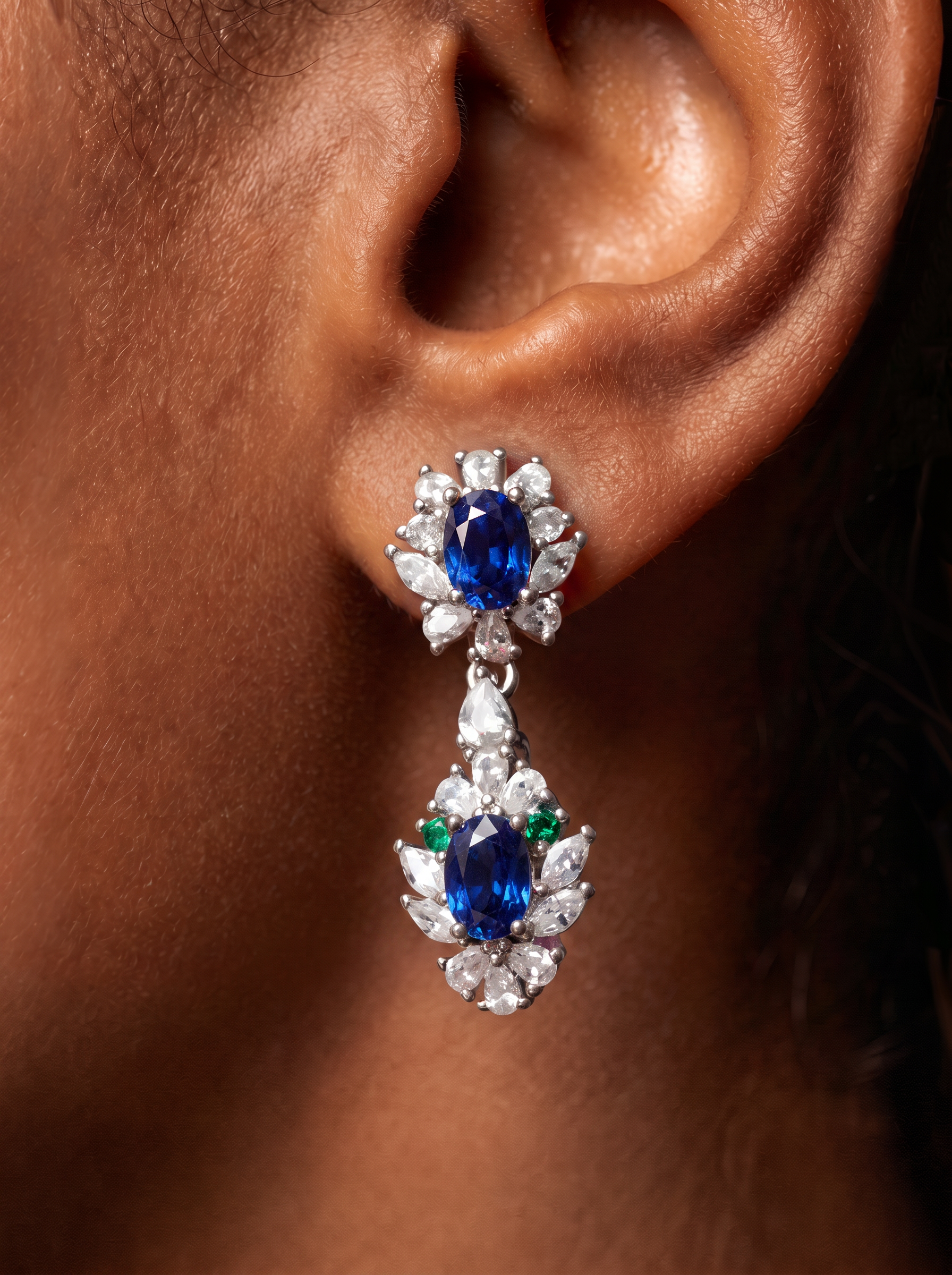 Oval Brilliant Cut Ruby/Sapphire Earrings - Royal Bloom