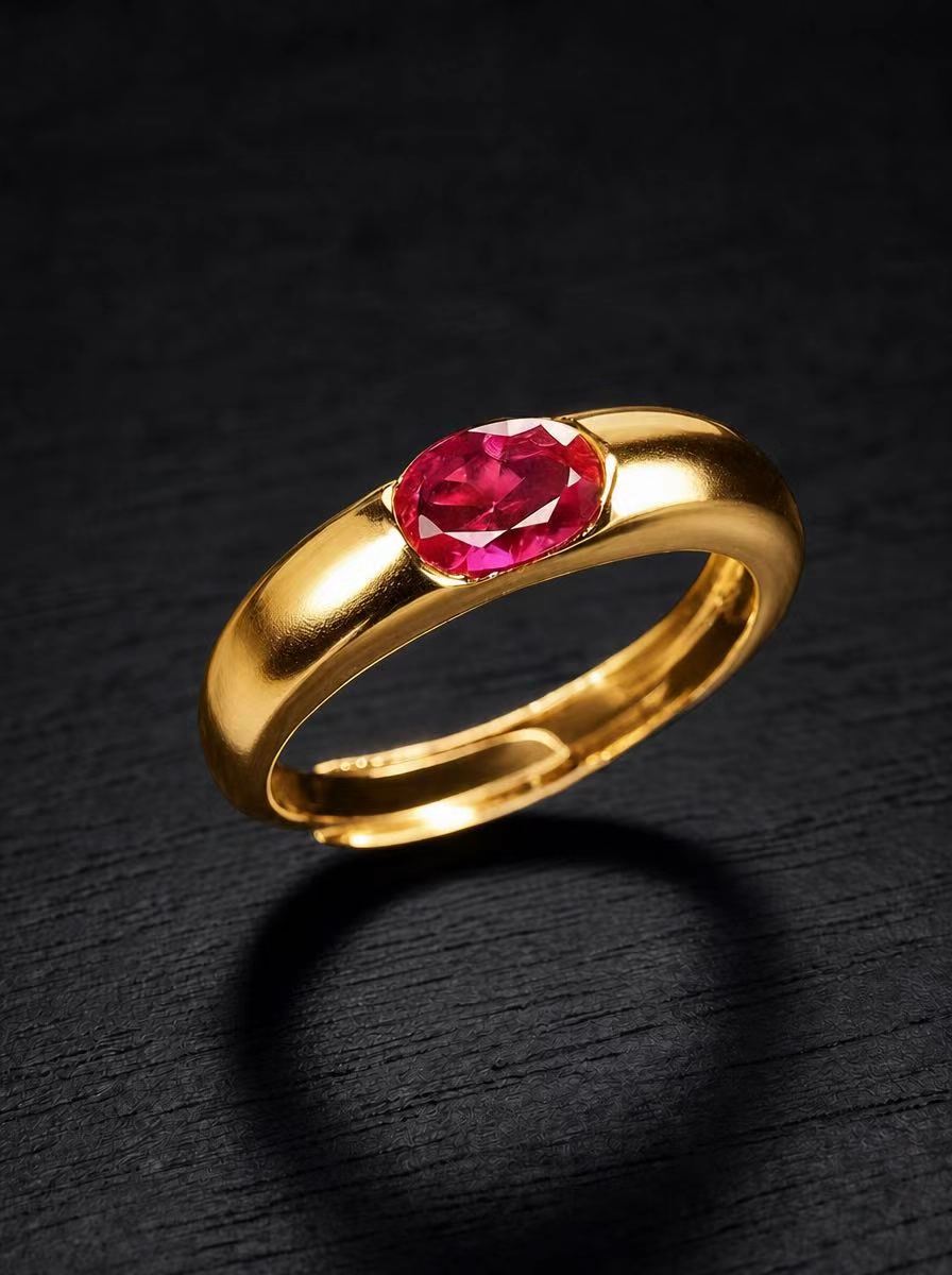 Ruby-Oval Brilliant Cut Ring - Sunset Blaze
