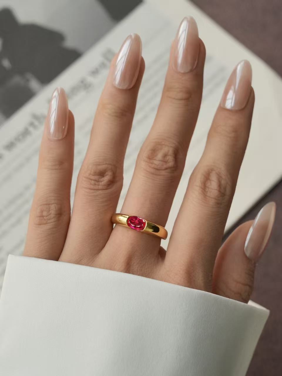 Oval Brilliant Cut Ruby Ring - Sunset Blaze
