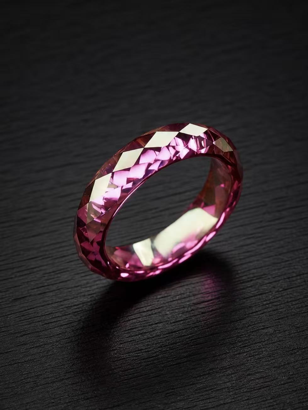 Moissanite-Magenta-360-Degree Faceted Ring