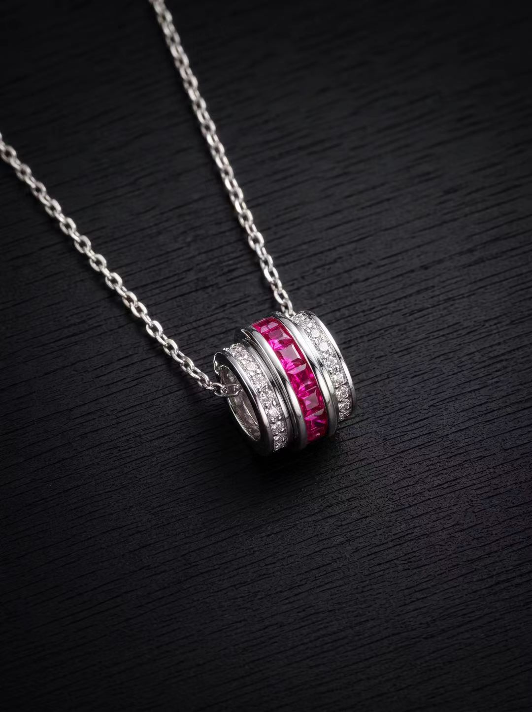 Ruby-Princess Brilliant Cut Rotatable Necklace-Destiny Spin