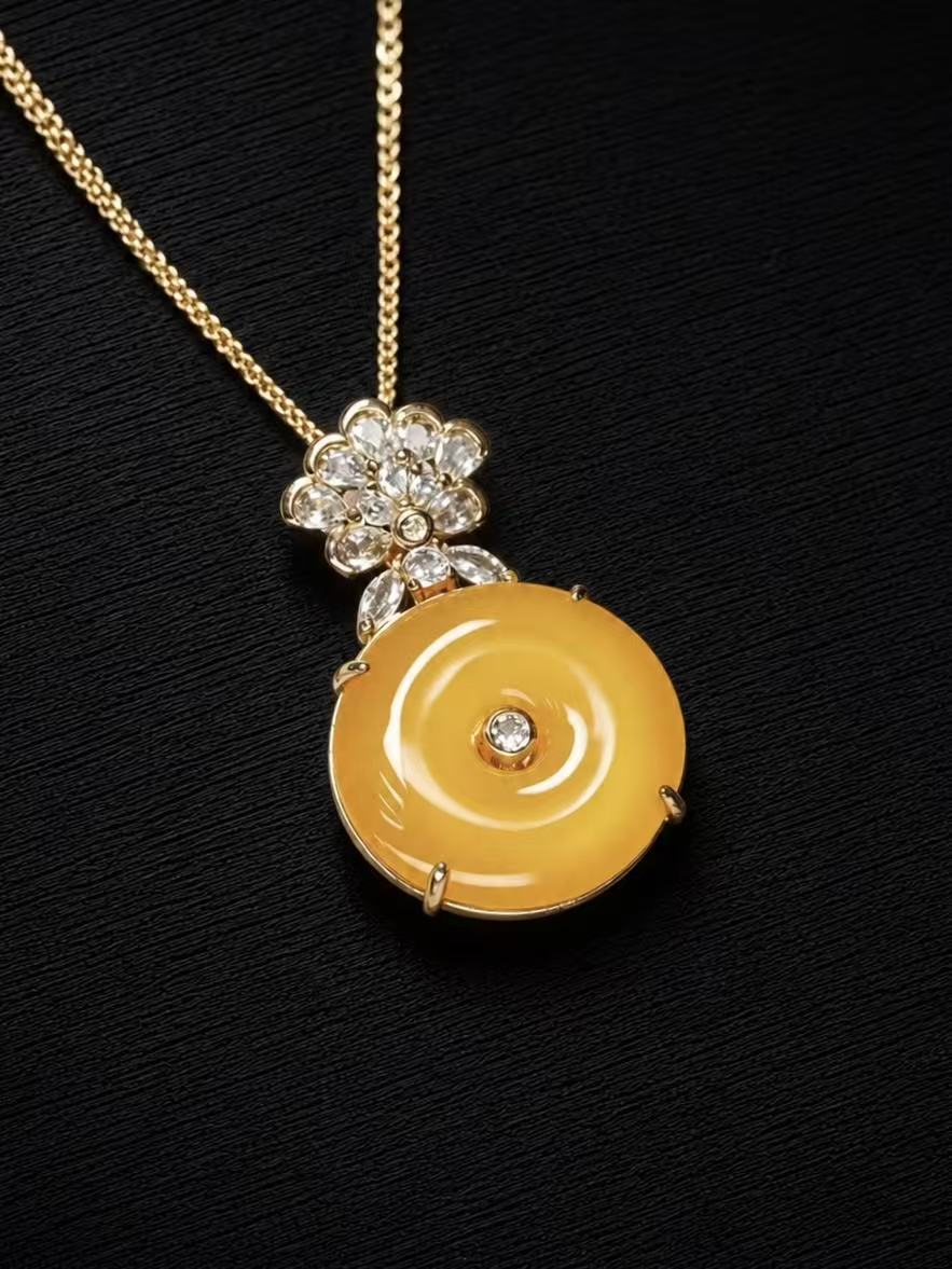 Agate Necklace-Flowing Gold Enchanted Moon