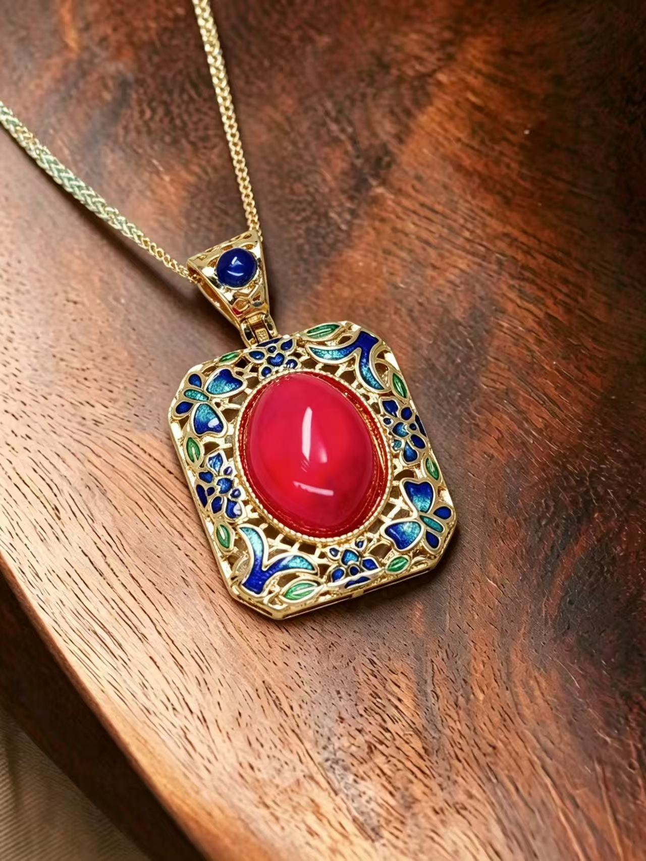 Chalcedony Necklace - Regal Flame