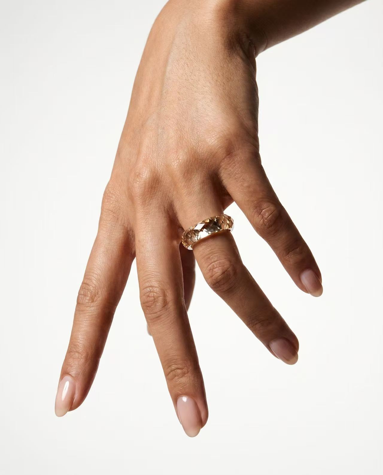 360-Degree Faceted Moissanite Ring -  Champagne Gold