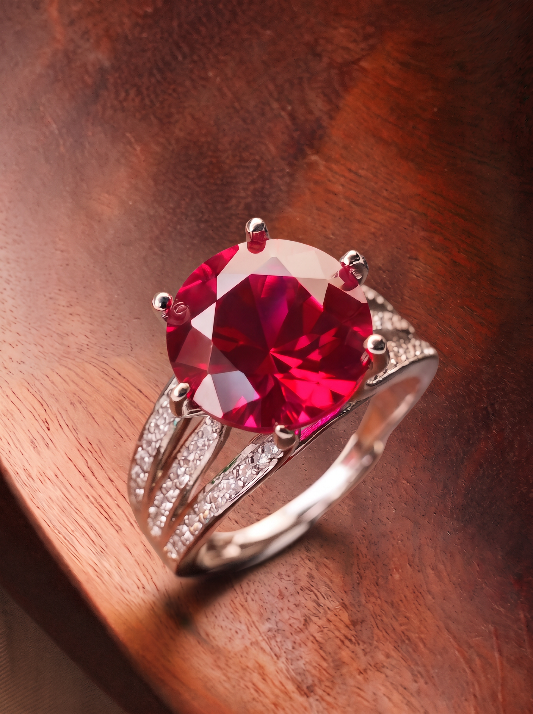 Round Brilliant Cut Ruby/Sapphire Ring - Solaris Veil