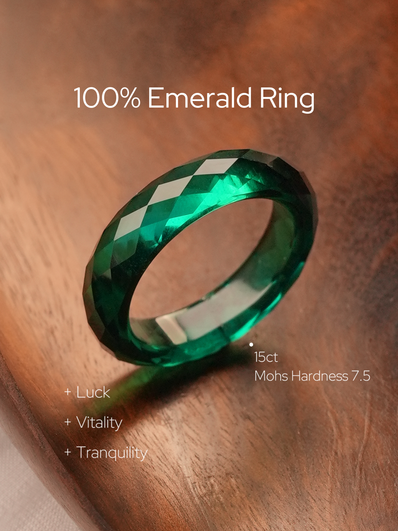 360-Degree Faceted Emerald Ring